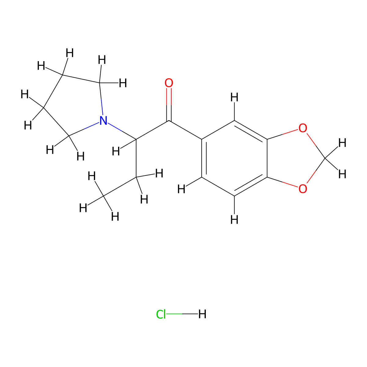 1-(1,3-Benzodioxol-5-yl)-2-pyrrolidin-1-ylbutan-1-one;hydrochloride molecular structure, CAS 24622-60-4