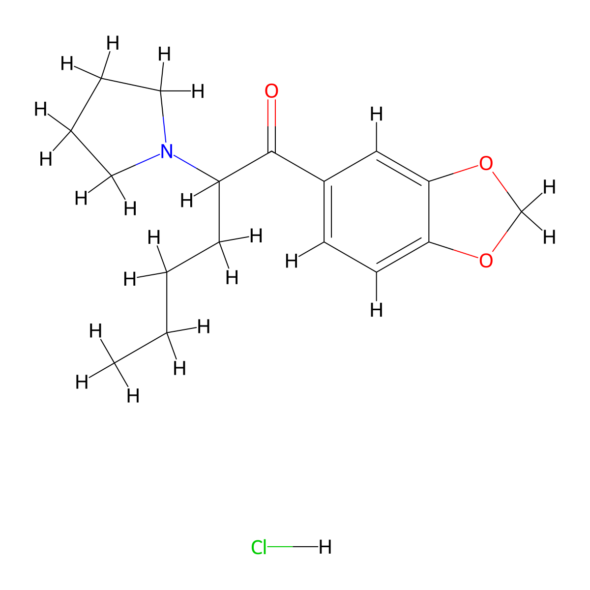 Methylenedioxypyrrolidinohexiophenone hydrochloride molecular structure, CAS 24622-61-5