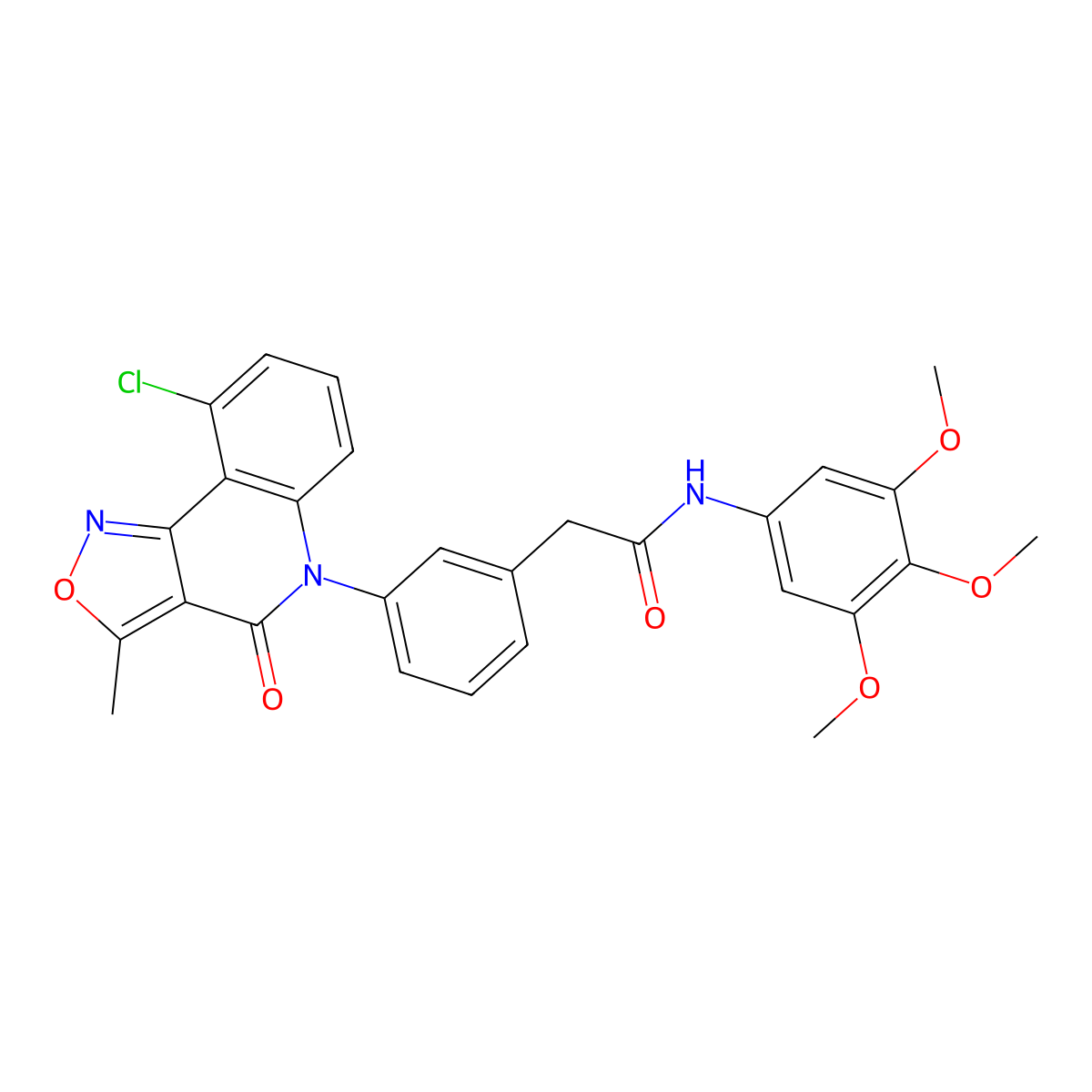 3-(9-Chloro-3-methyl-4-oxoisoxazolo[4,3-c]quinolin-5(4H)-yl)-N-(3,4,5-trimethoxyphenyl)benzeneacetamide molecular structure, CAS 246238-55-1
