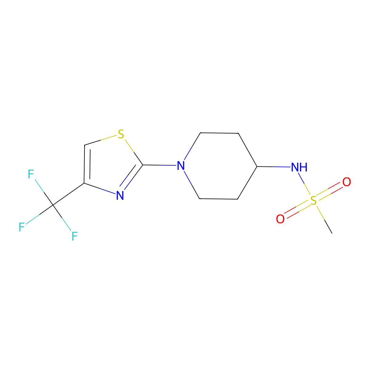 N-{1-[4-(trifluoromethyl)-1,3-thiazol-2-yl]piperidin-4-yl}methanesulfonamide molecular structure, CAS 2462891-07-0