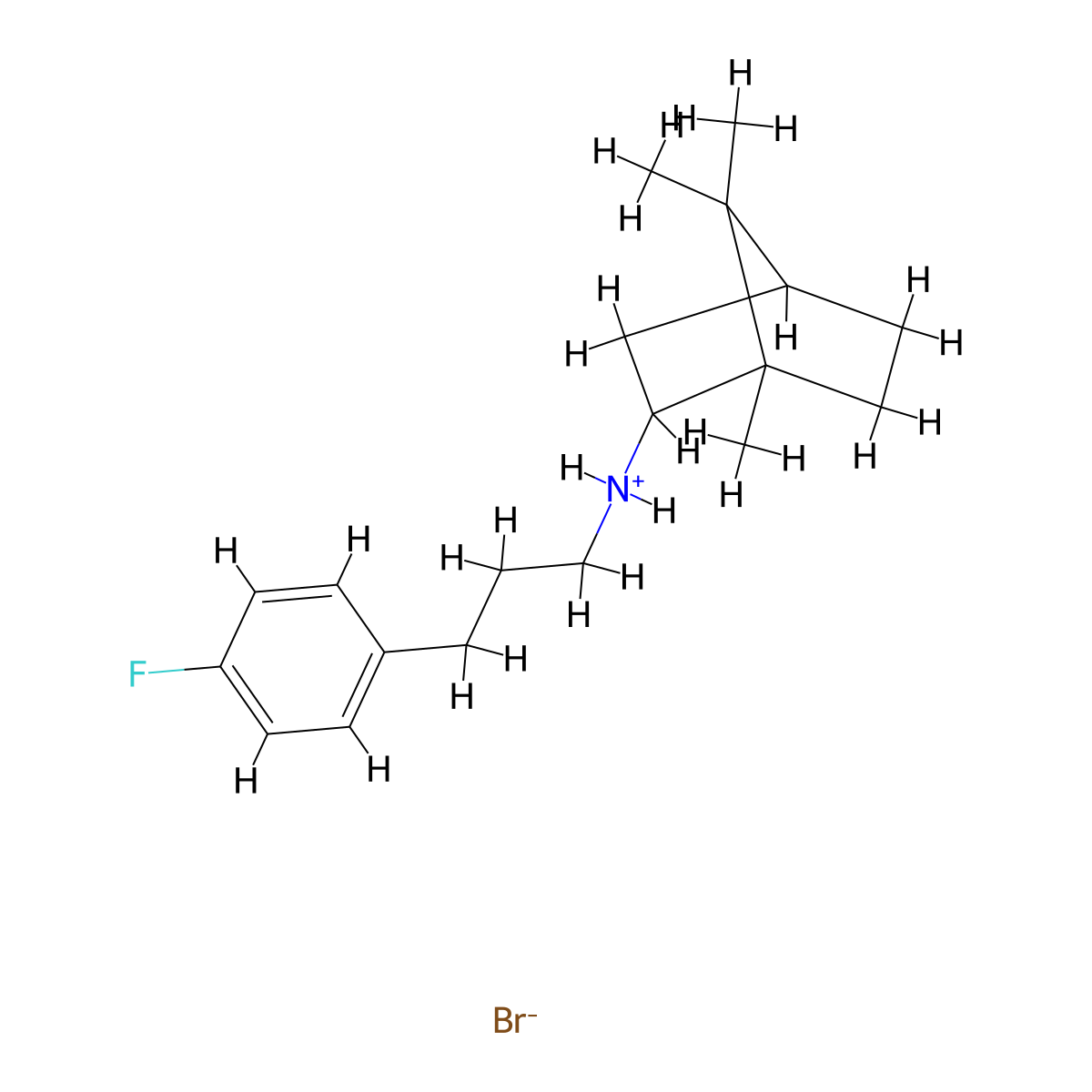 2-Bornanamine, N-(3-(p-fluorophenyl)propyl)-, hydrobromide, endo-(+-)- molecular structure, CAS 24629-72-9