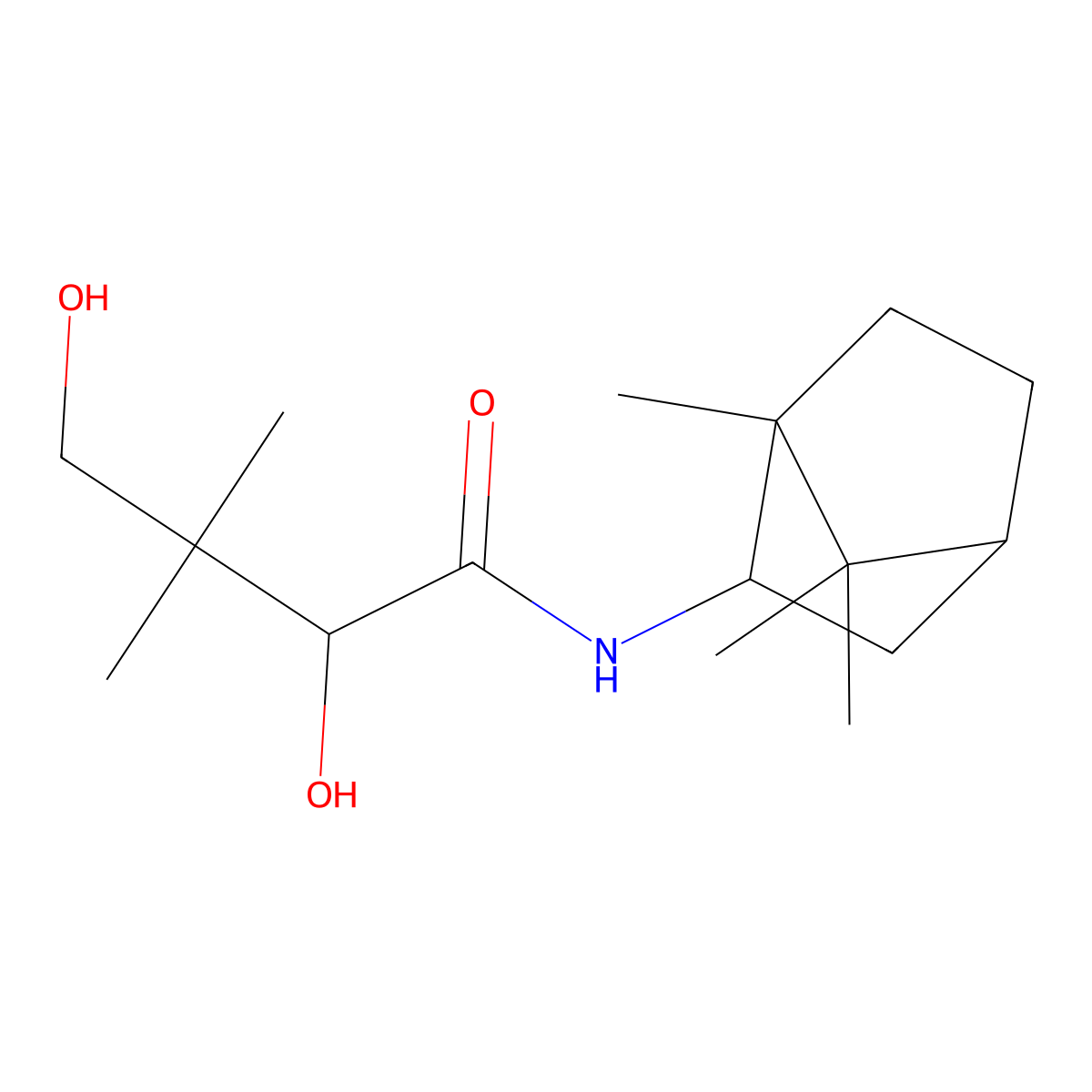 Butyramide, N-(2-bornyl)-2,4-dihydroxy-3,3-dimethyl-, endo-(+-)- molecular structure, CAS 24629-81-0