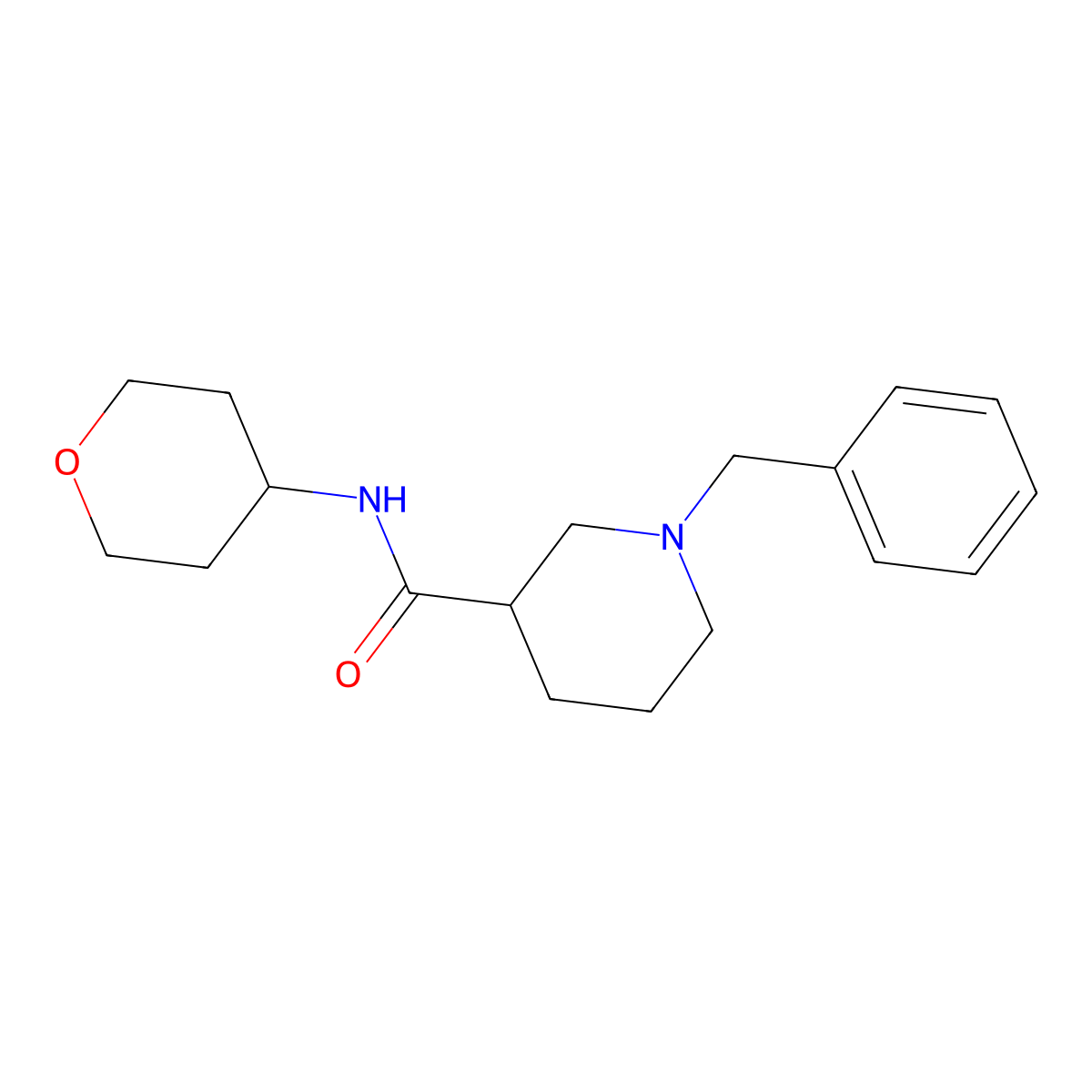 1-benzyl-N-(oxan-4-yl)piperidine-3-carboxamide molecular structure, CAS 2463062-29-3
