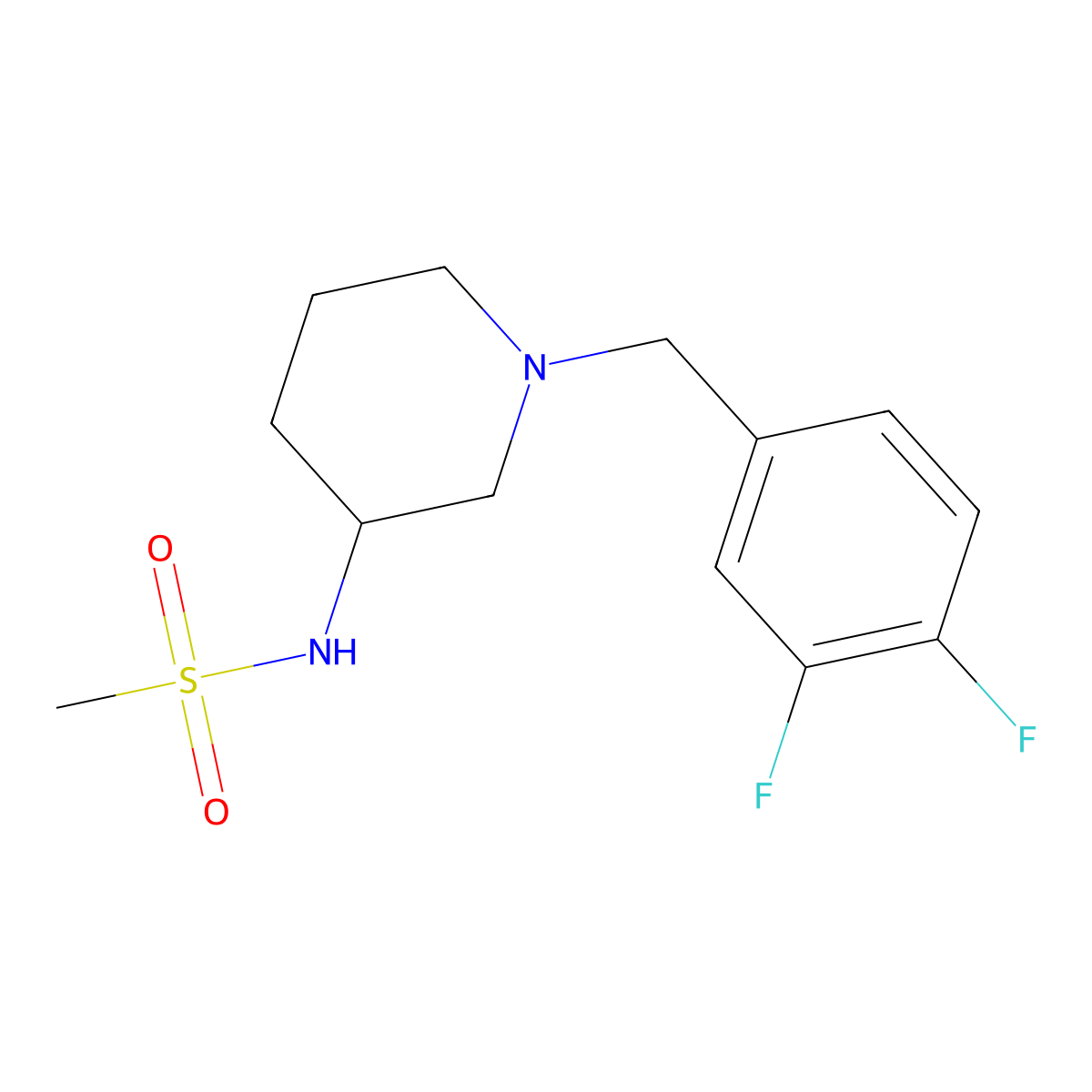 N-{1-[(3,4-difluorophenyl)methyl]piperidin-3-yl}methanesulfonamide molecular structure, CAS 2463102-16-9