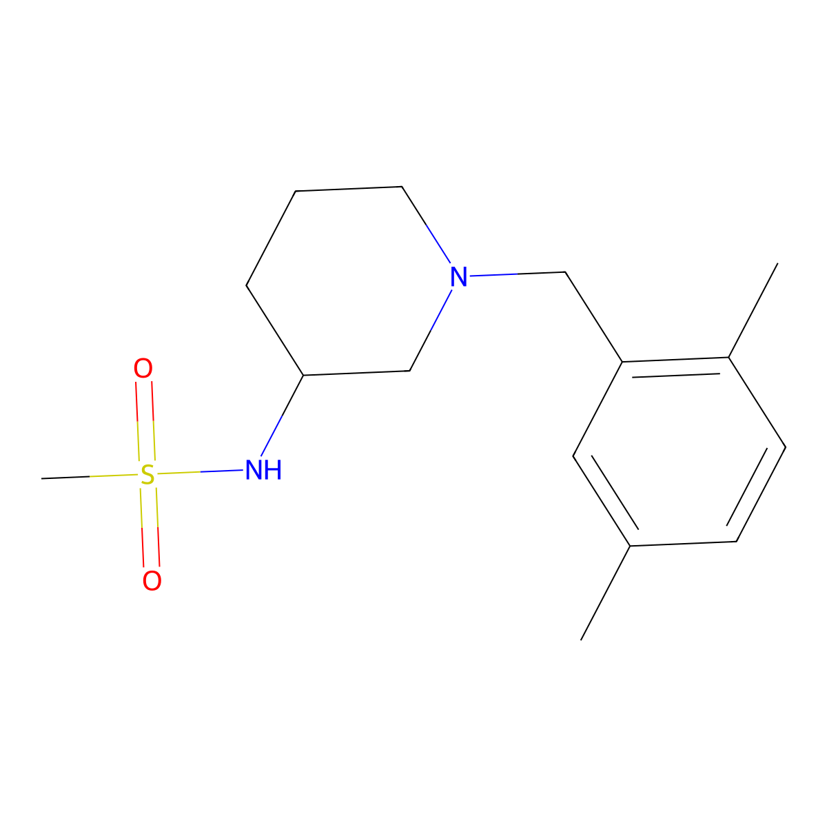 N-{1-[(2,5-dimethylphenyl)methyl]piperidin-3-yl}methanesulfonamide molecular structure, CAS 2463258-58-2