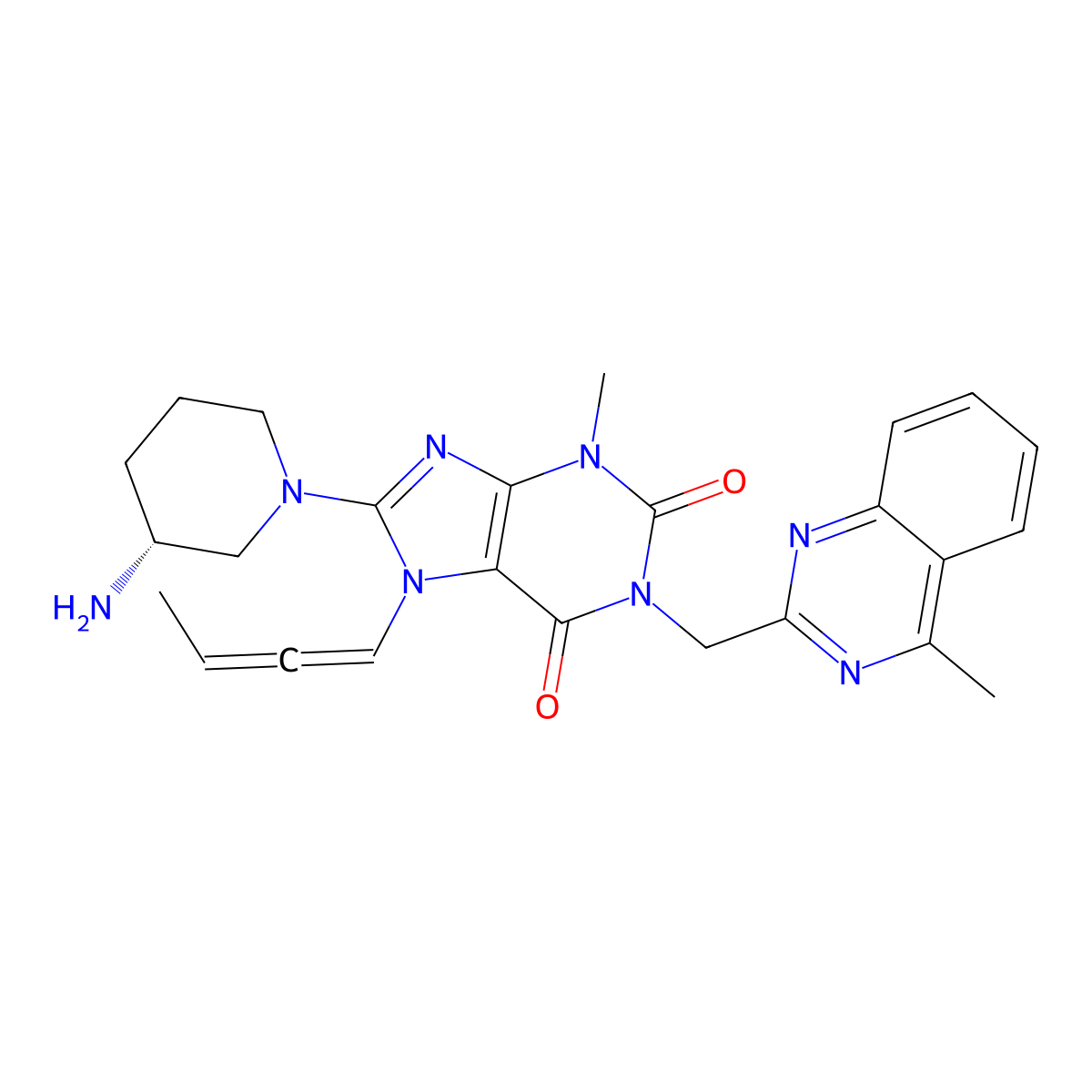 8-((R)-3-Aminopiperidin-1-YL)-7-(buta-1,2-dien-1-YL)-3-methyl-1-((4-methylquinazolin-2-YL)methyl)-3,7-dihydro-1H-purine-2,6-dione molecular structure, CAS 2463617-43-6