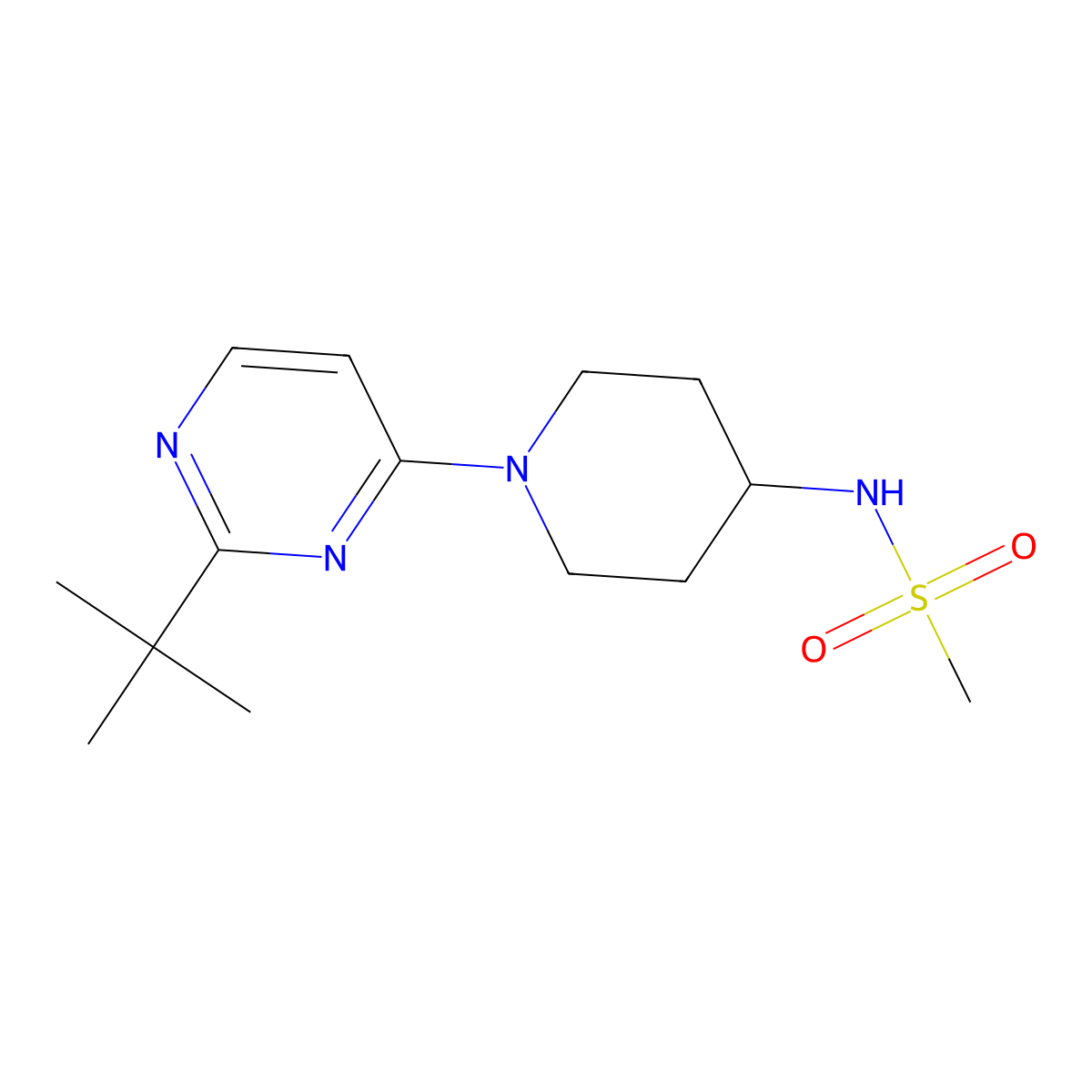 N-[1-(2-tert-butylpyrimidin-4-yl)piperidin-4-yl]methanesulfonamide molecular structure, CAS 2463631-71-0