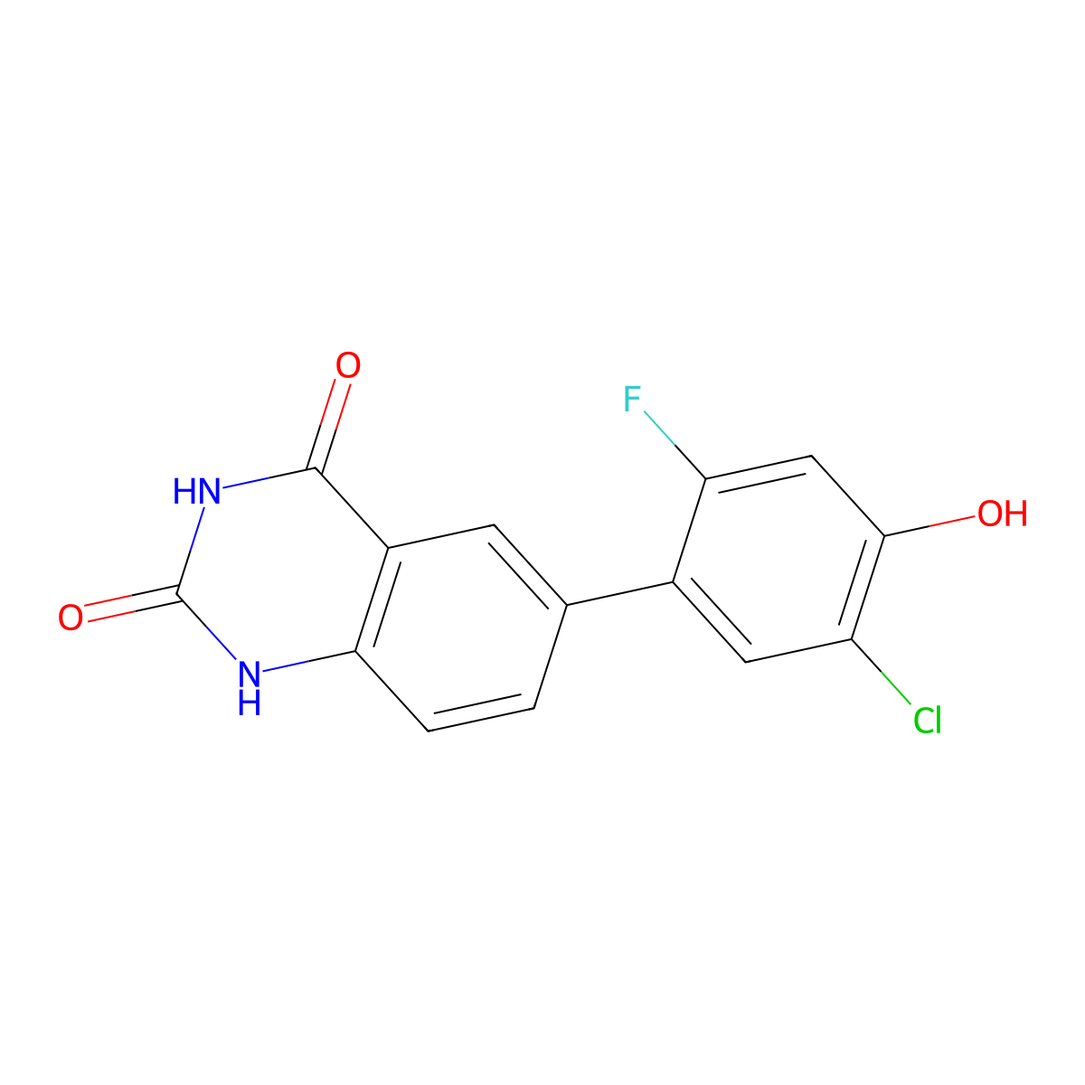 6-(5-chloro-2-fluoro-4-hydroxyphenyl)-1H-quinazoline-2,4-dione molecular structure, CAS 2463893-46-9