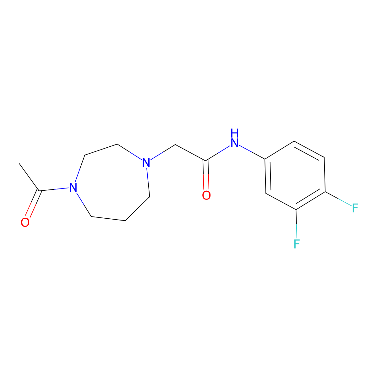 2-(4-acetyl-1,4-diazepan-1-yl)-N-(3,4-difluorophenyl)acetamide molecular structure, CAS 2463946-40-7