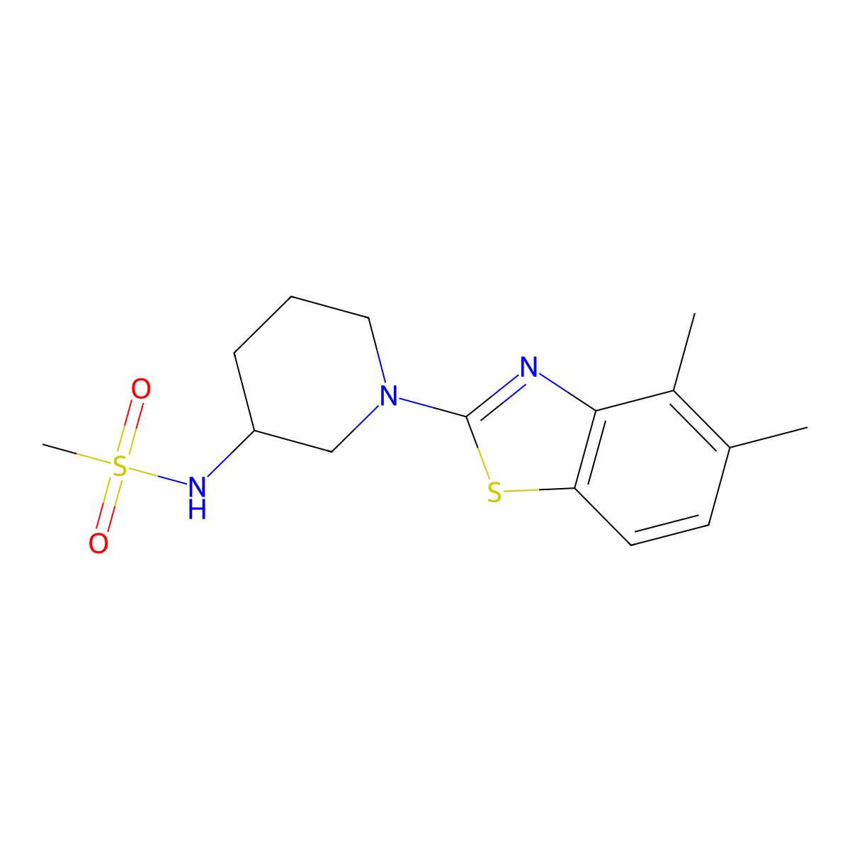 N-[1-(4,5-dimethyl-1,3-benzothiazol-2-yl)piperidin-3-yl]methanesulfonamide molecular structure, CAS 2464023-44-5