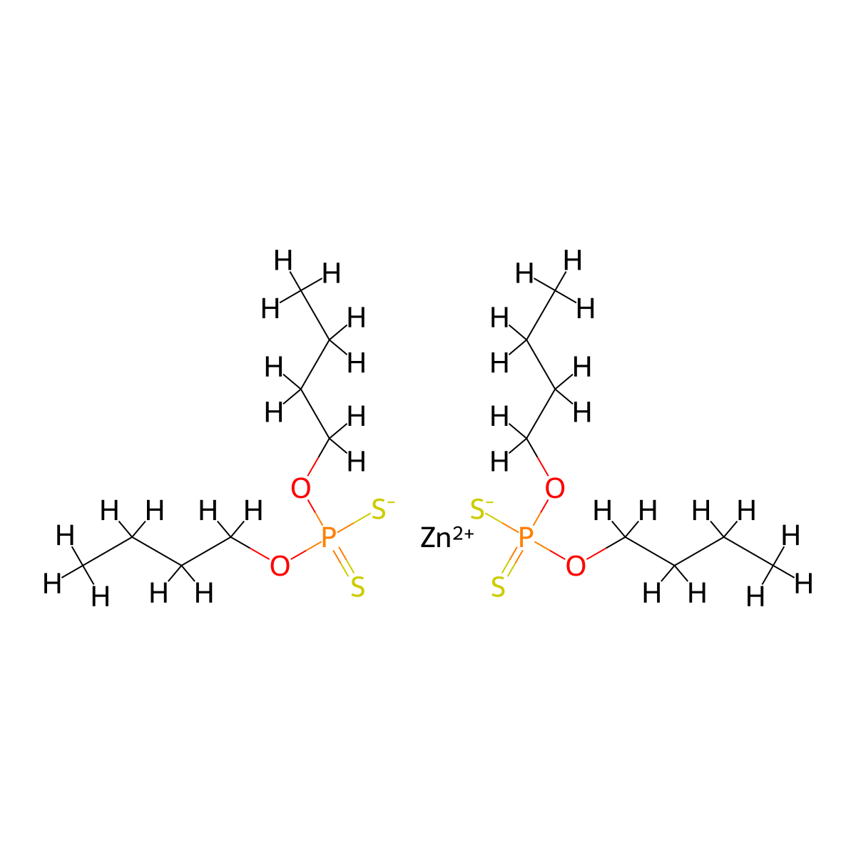Zinc, bis(O,O-dibutyl phosphorodithioato-kappaS,kappaS')-, (T-4)- molecular structure, CAS 24645-45-2