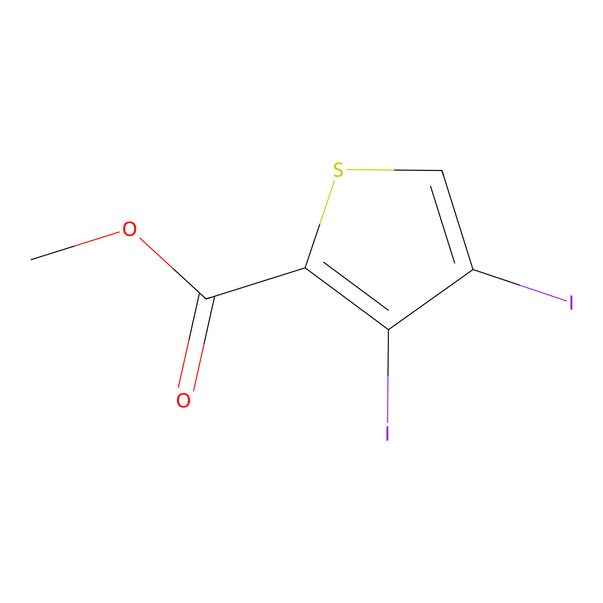 Methyl 3,4-diiodothiophene-2-carboxylate molecular structure, CAS 24647-81-2