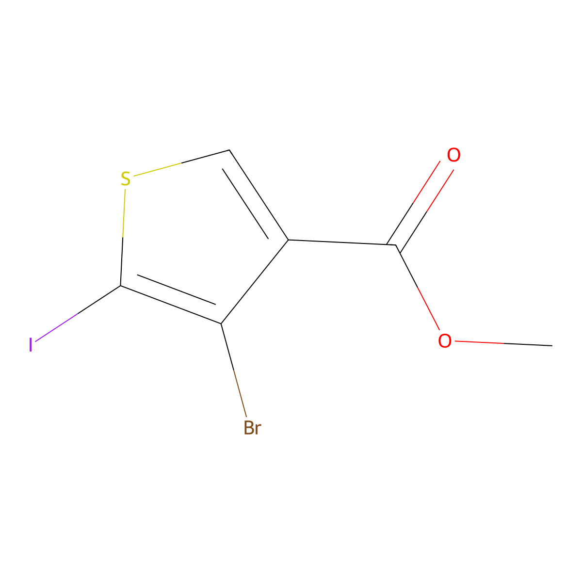 Methyl 4-bromo-5-iodothiophene-3-carboxylate molecular structure, CAS 24647-84-5