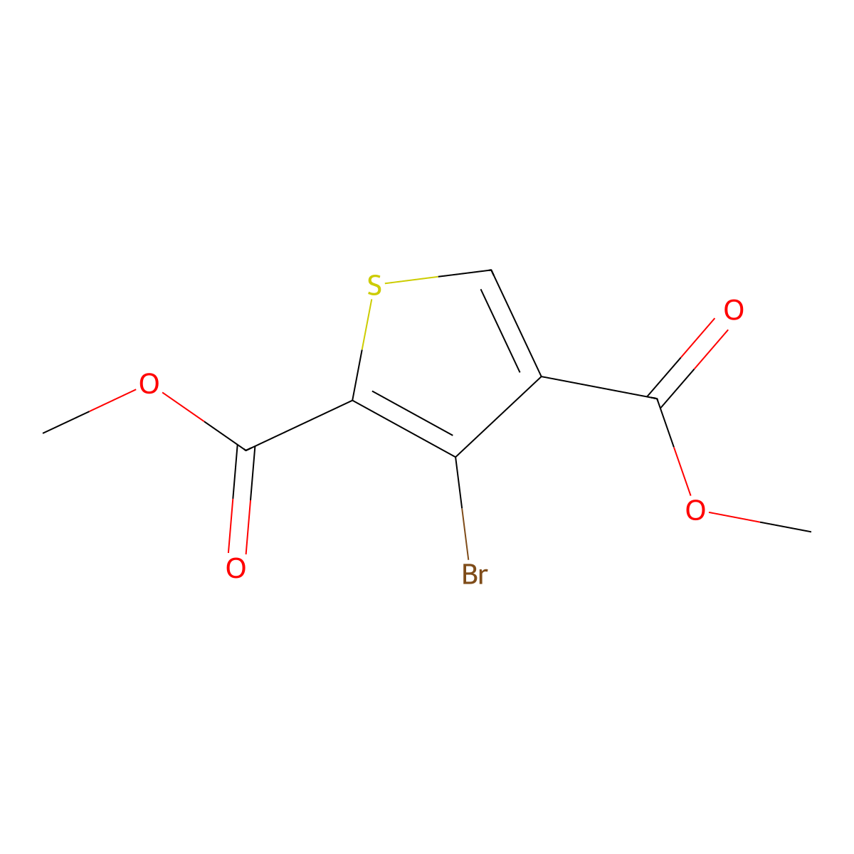 Dimethyl 3-bromothiophene-2,4-dicarboxylate molecular structure, CAS 24647-86-7