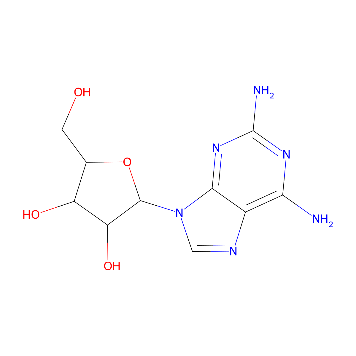 2-(2,6-Diaminopurin-9-yl)-5-(hydroxymethyl)oxolane-3,4-diol molecular structure, CAS 24649-67-0