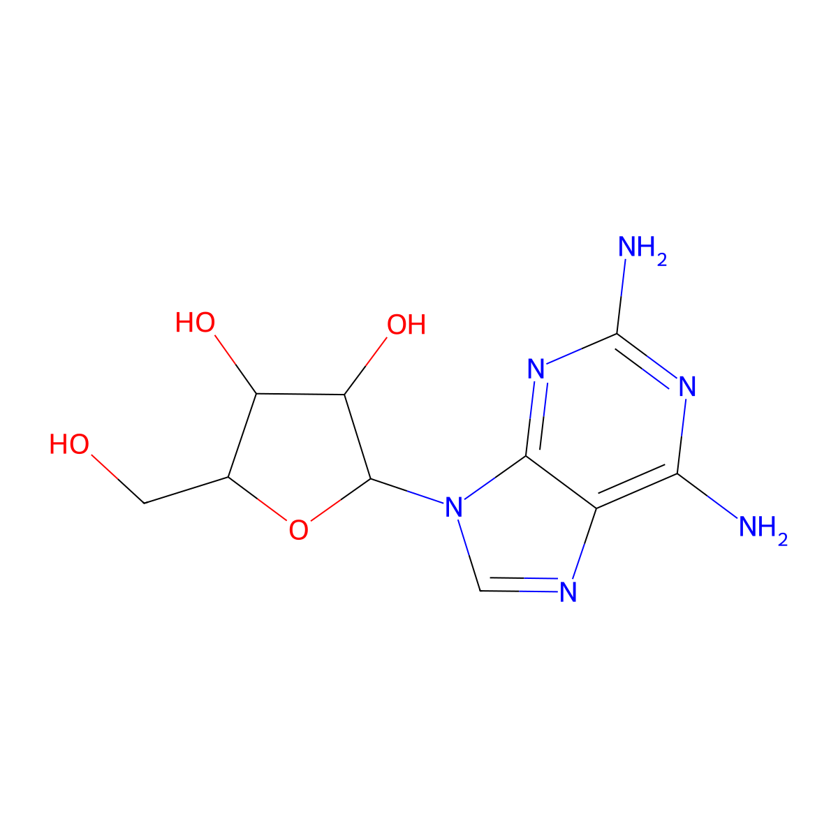 2-(2,6-Diaminopurin-9-yl)-5-(hydroxymethyl)oxolane-3,4-diol molecular structure, CAS 24649-67-0