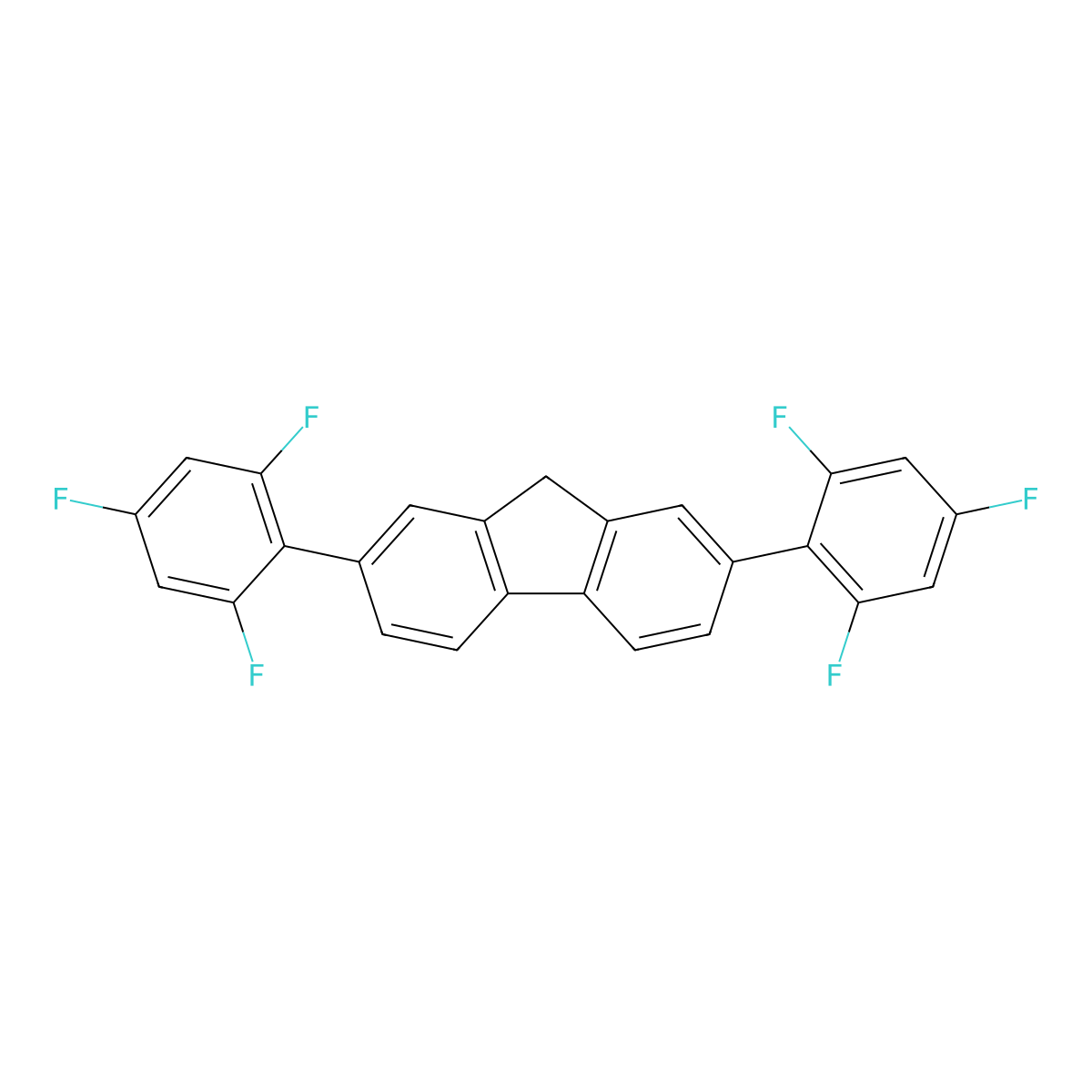 2,7-Bis(2,4,6-trifluorophenyl)-9H-fluorene molecular structure, CAS 2465049-56-1