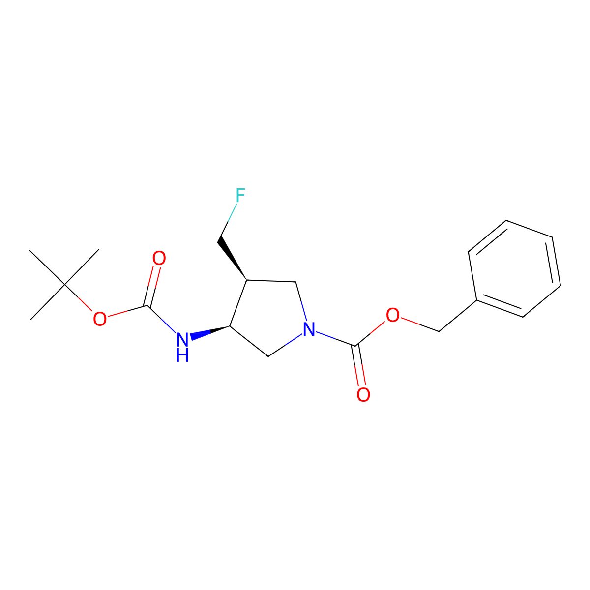 (3S,4S)-1-Cbz-N-boc-4-(fluoromethyl)pyrrolidin-3-amine molecular structure, CAS 246510-71-4