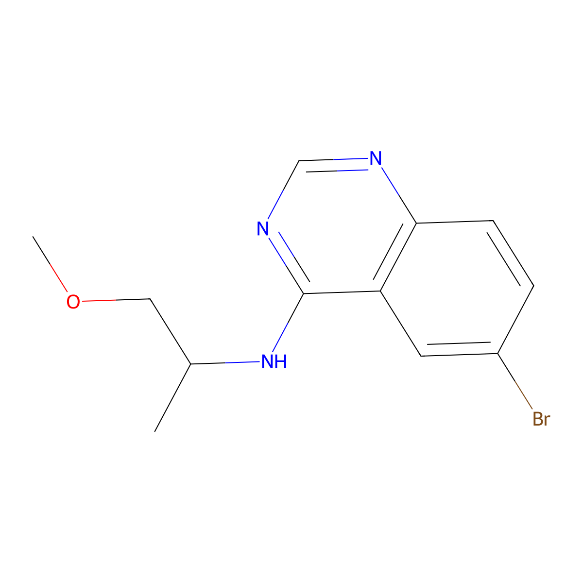 6-bromo-N-(1-methoxypropan-2-yl)quinazolin-4-amine molecular structure, CAS 2465115-75-5