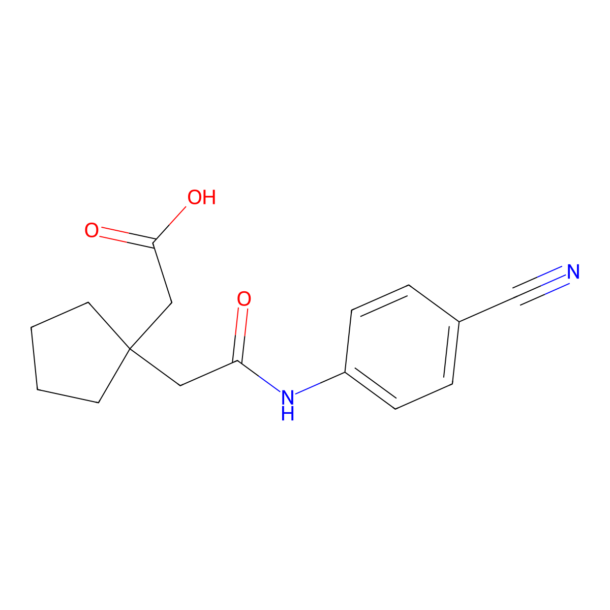 (1-{2-[(4-Cyanophenyl)amino]-2-oxoethyl}cyclopentyl)acetic acid molecular structure, CAS 246514-65-8