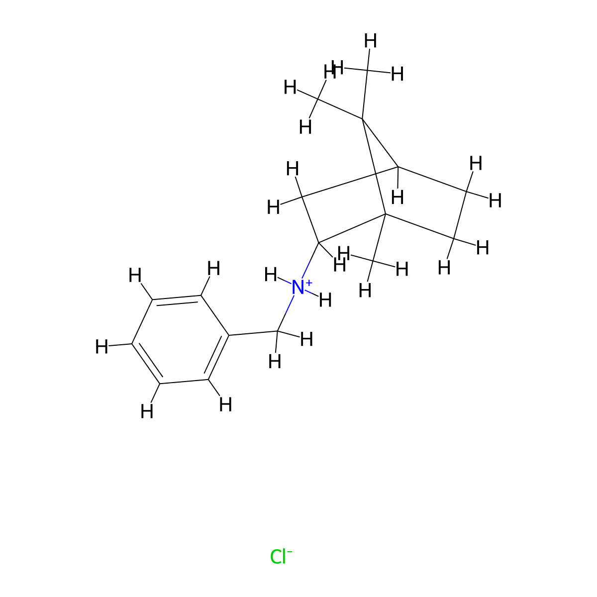 2-Bornanamine, N-benzyl-, hydrochloride, endo-(+-)- molecular structure, CAS 24652-86-6