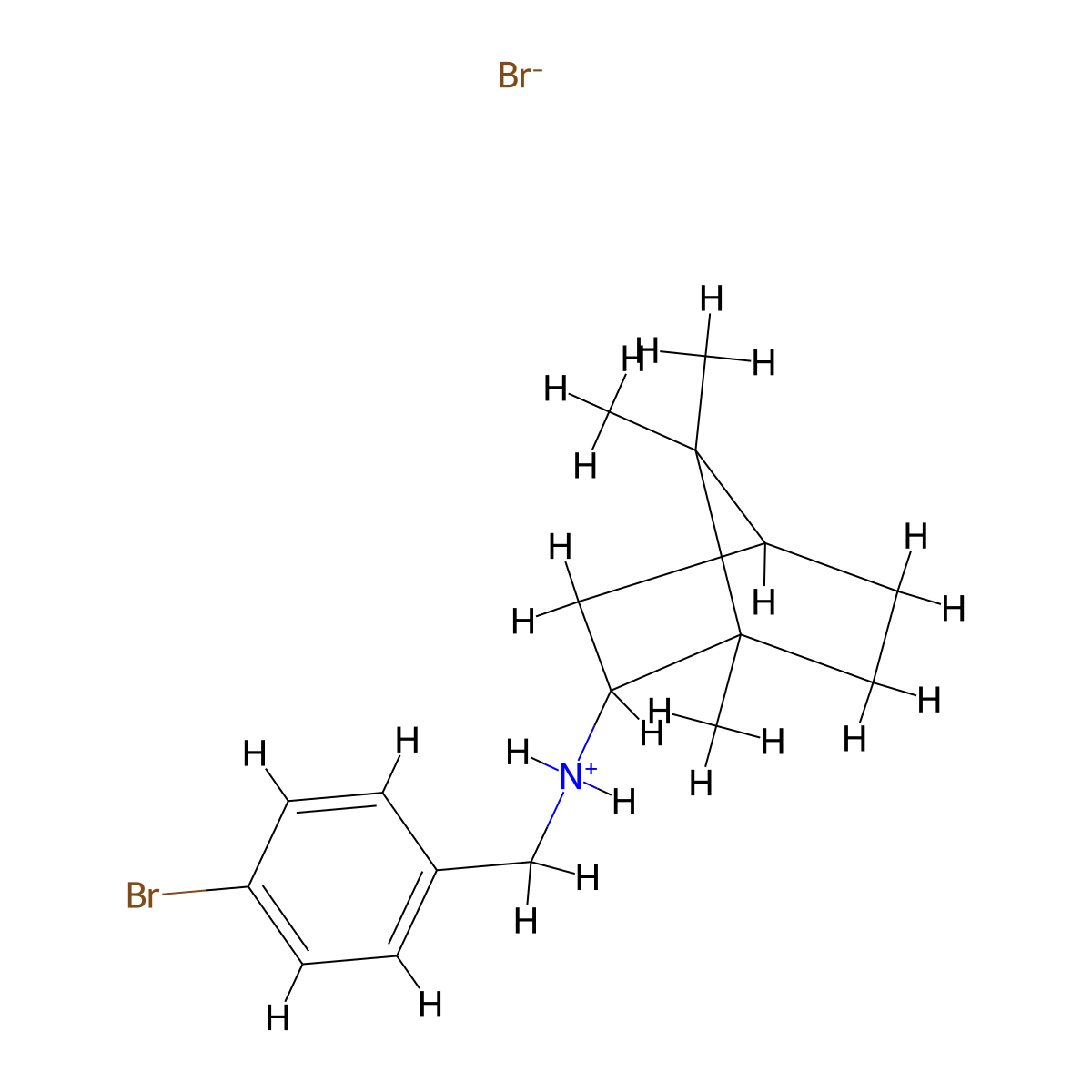 2-Bornanamine, N-(p-bromobenzyl)-, hydrobromide, endo-(+-)- molecular structure, CAS 24652-89-9