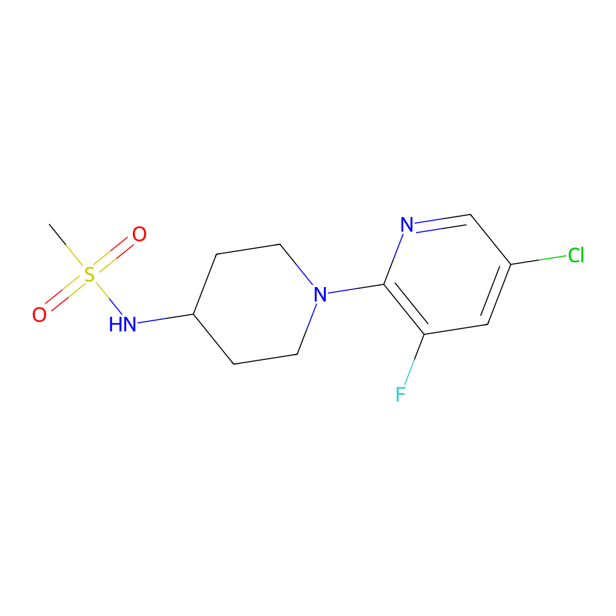 N-[1-(5-chloro-3-fluoropyridin-2-yl)piperidin-4-yl]methanesulfonamide molecular structure, CAS 2465360-54-5
