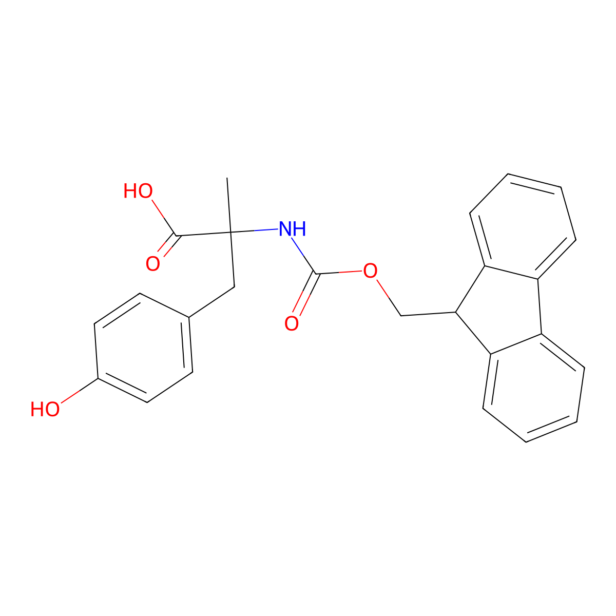(S)-2-((((9H-Fluoren-9-yl)methoxy)carbonyl)amino)-3-(4-hydroxyphenyl)-2-methylpropanoic acid molecular structure, CAS 246539-83-3