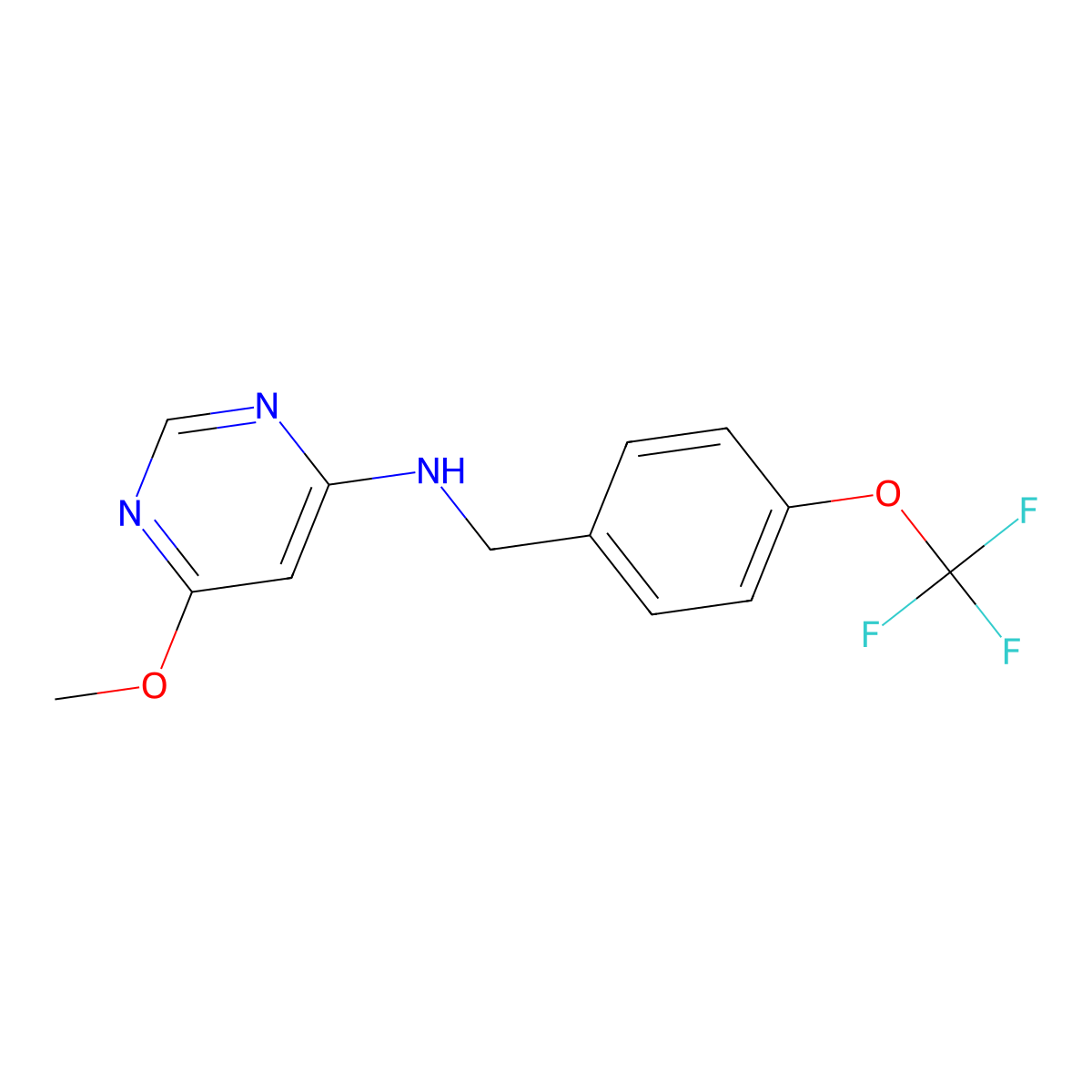 6-methoxy-N-{[4-(trifluoromethoxy)phenyl]methyl}pyrimidin-4-amine molecular structure, CAS 2465562-84-7