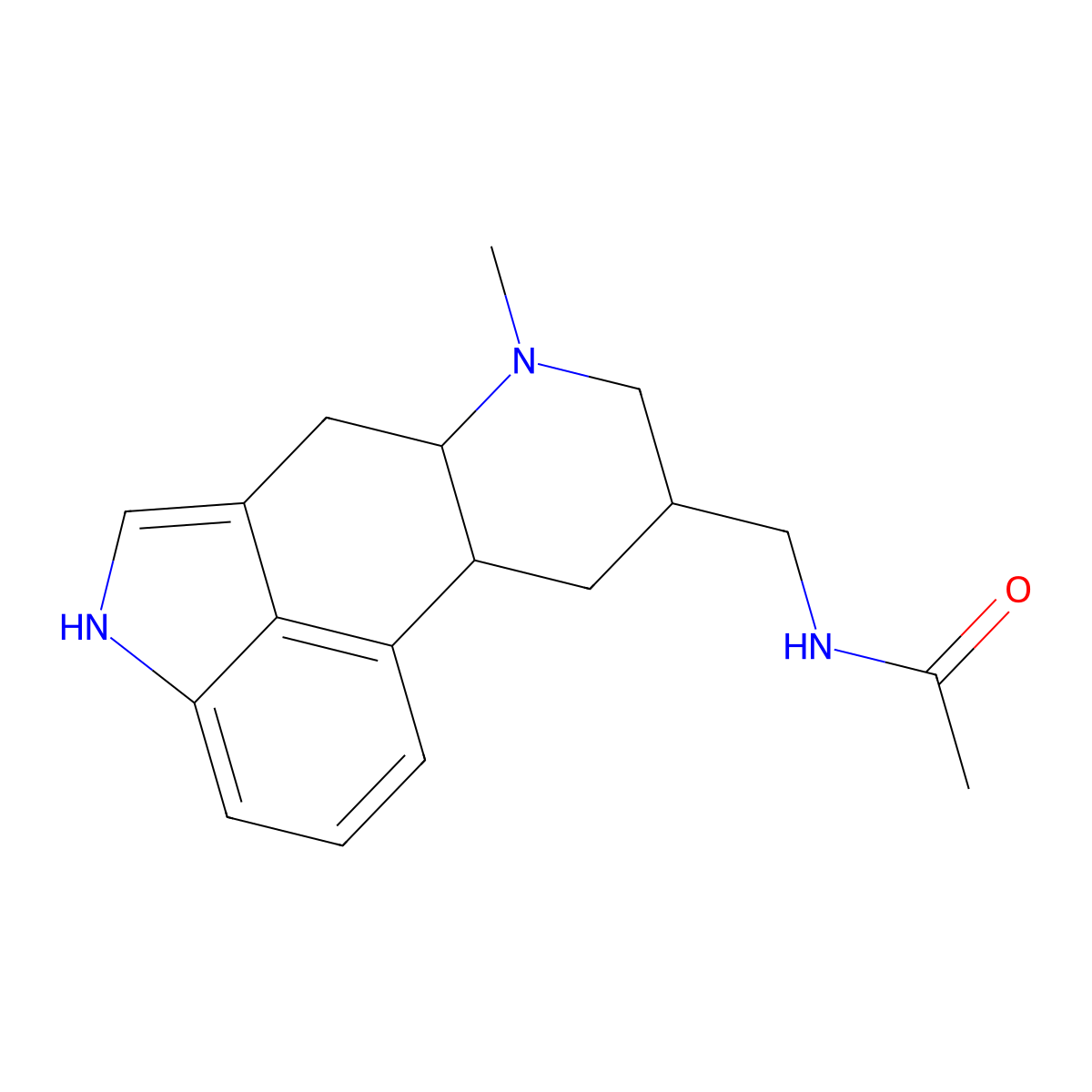 Acetamide, N-((6-methyl-8-beta-ergolinyl)methyl)- molecular structure, CAS 24659-80-1