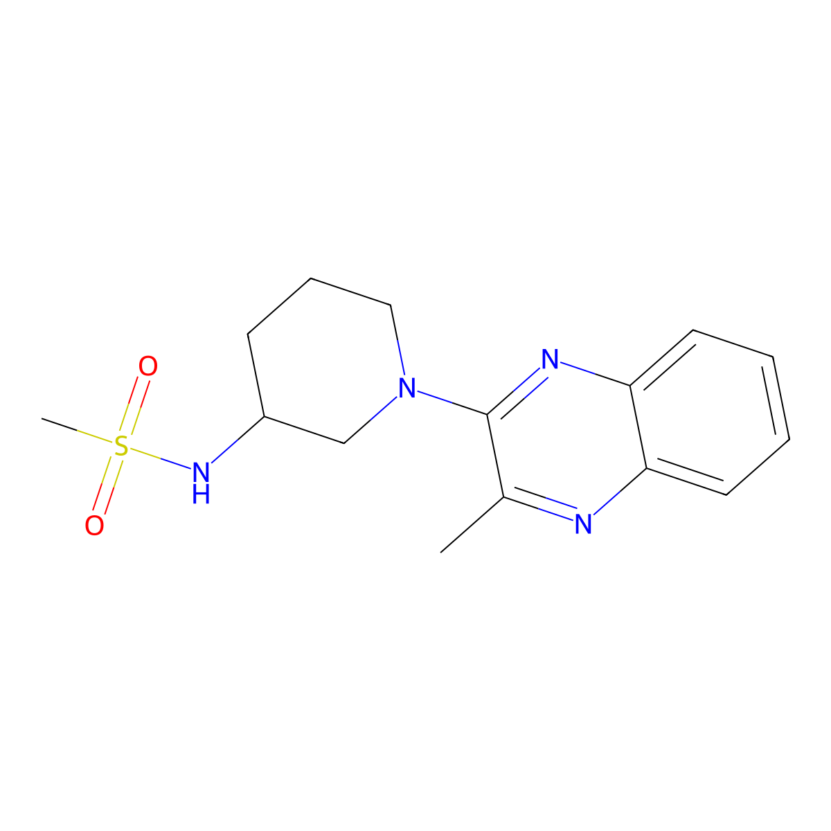 N-[1-(3-methylquinoxalin-2-yl)piperidin-3-yl]methanesulfonamide molecular structure, CAS 2466166-98-1