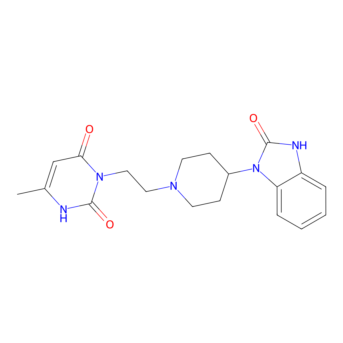6-methyl-3-{2-[4-(2-oxo-2,3-dihydro-1H-benzimidazol-1-yl)piperidin-1-yl]ethyl}pyrimidine-2,4(1H,3H)-dione molecular structure, CAS 2466413-82-9