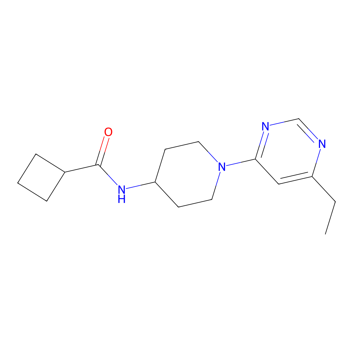N-[1-(6-ethylpyrimidin-4-yl)piperidin-4-yl]cyclobutanecarboxamide molecular structure, CAS 2466591-51-3