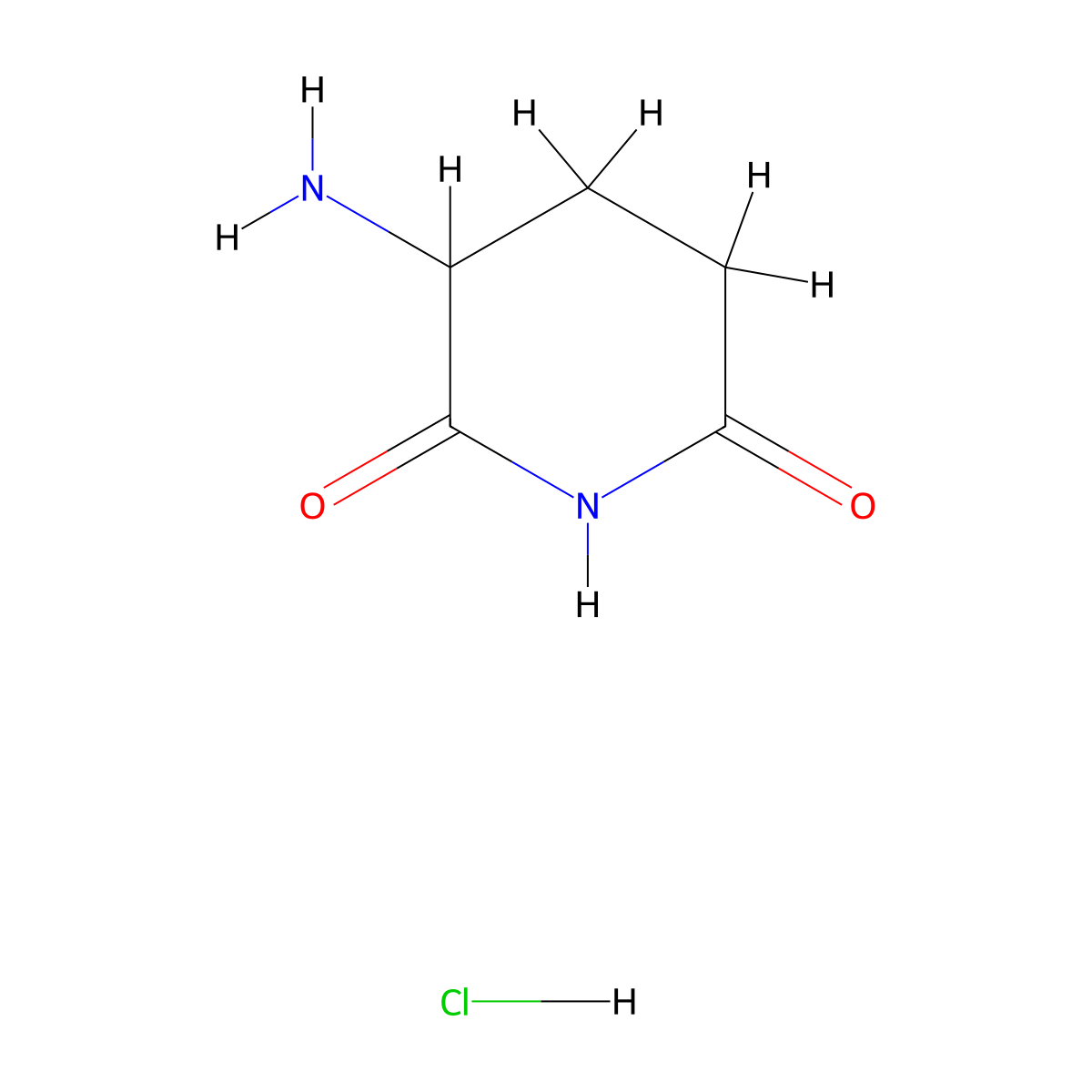 3-Aminopiperidine-2,6-dione hydrochloride molecular structure, CAS 24666-56-6