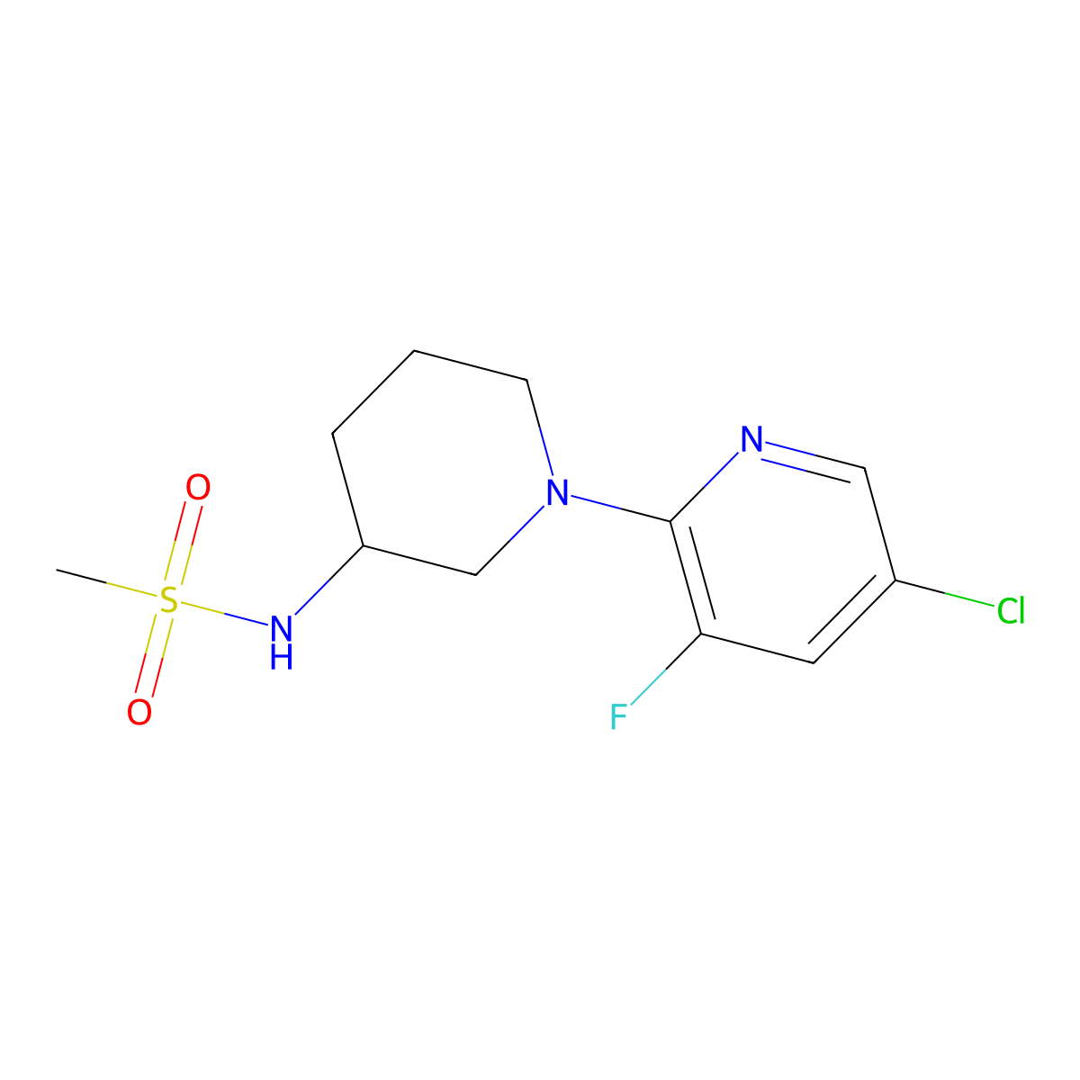 N-[1-(5-chloro-3-fluoropyridin-2-yl)piperidin-3-yl]methanesulfonamide molecular structure, CAS 2466690-74-2