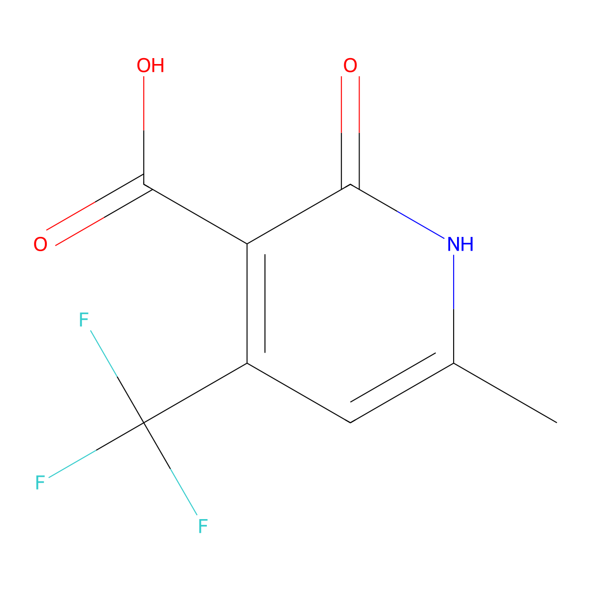 6-Methyl-2-oxo-4-(trifluoromethyl)-1,2-dihydropyridine-3-carboxylic acid molecular structure, CAS 24667-07-0