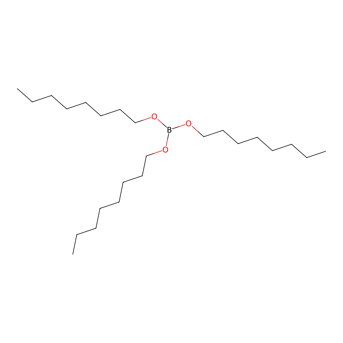 Boric acid (H3BO3), trioctyl ester molecular structure, CAS 2467-12-1