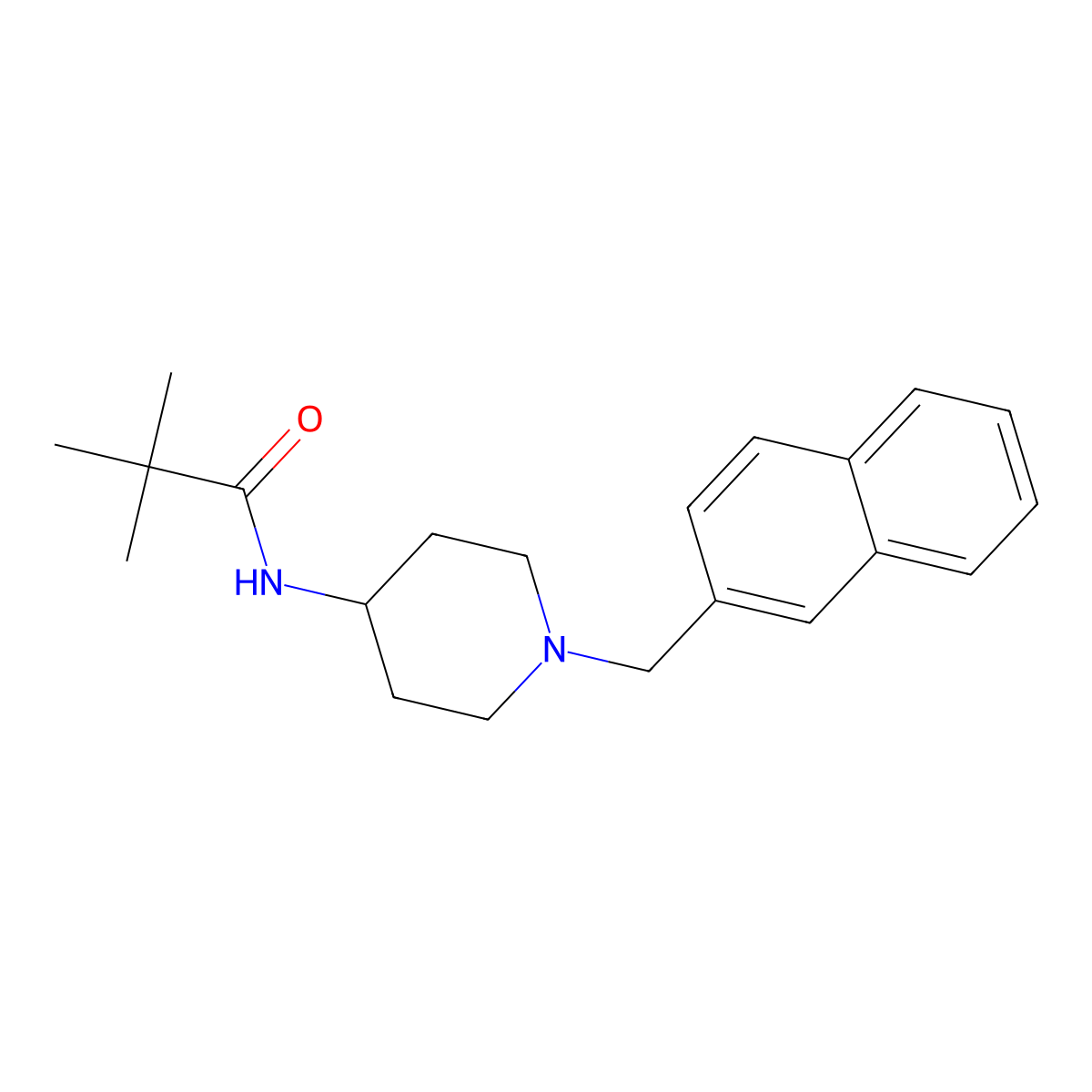 2,2-dimethyl-N-{1-[(naphthalen-2-yl)methyl]piperidin-4-yl}propanamide molecular structure, CAS 2467258-12-2