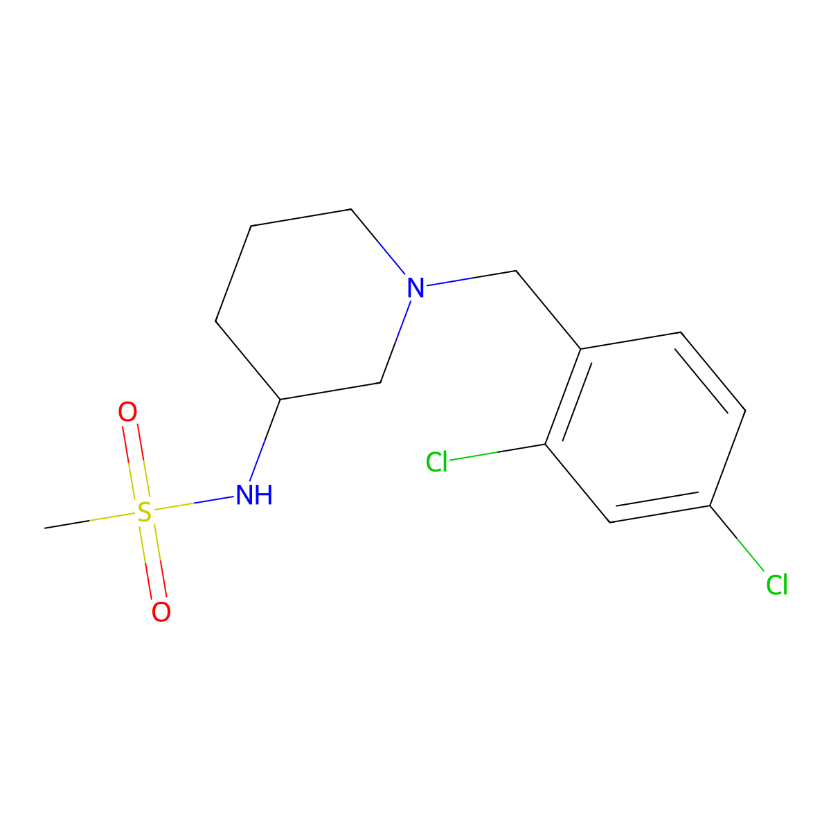 N-{1-[(2,4-dichlorophenyl)methyl]piperidin-3-yl}methanesulfonamide molecular structure, CAS 2467415-97-8