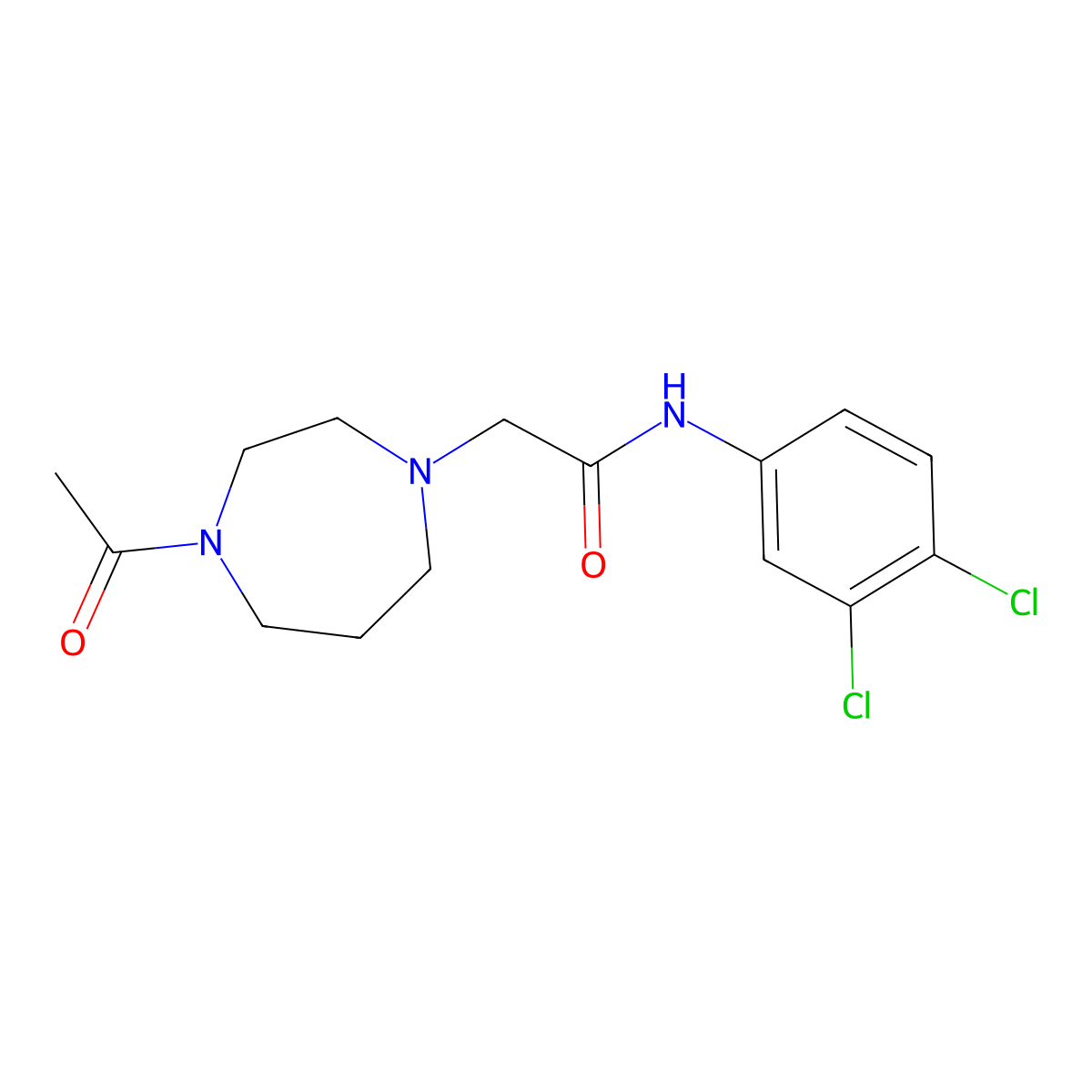 2-(4-acetyl-1,4-diazepan-1-yl)-N-(3,4-dichlorophenyl)acetamide molecular structure, CAS 2467458-49-5