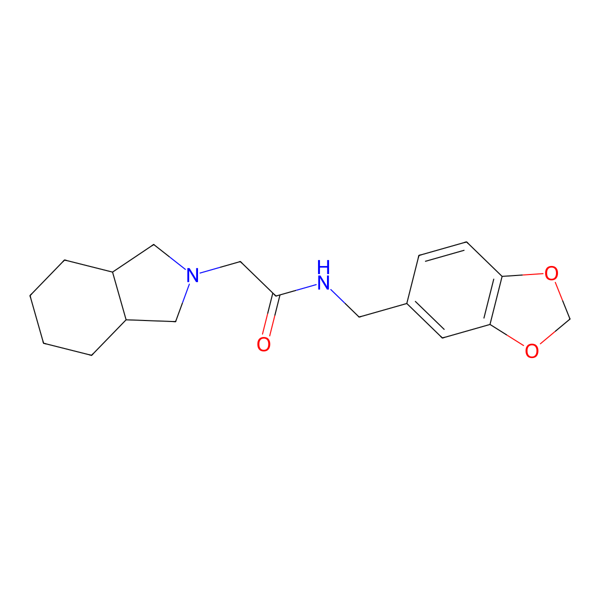 N-[(2H-1,3-benzodioxol-5-yl)methyl]-2-(octahydro-1H-isoindol-2-yl)acetamide molecular structure, CAS 2467498-73-1