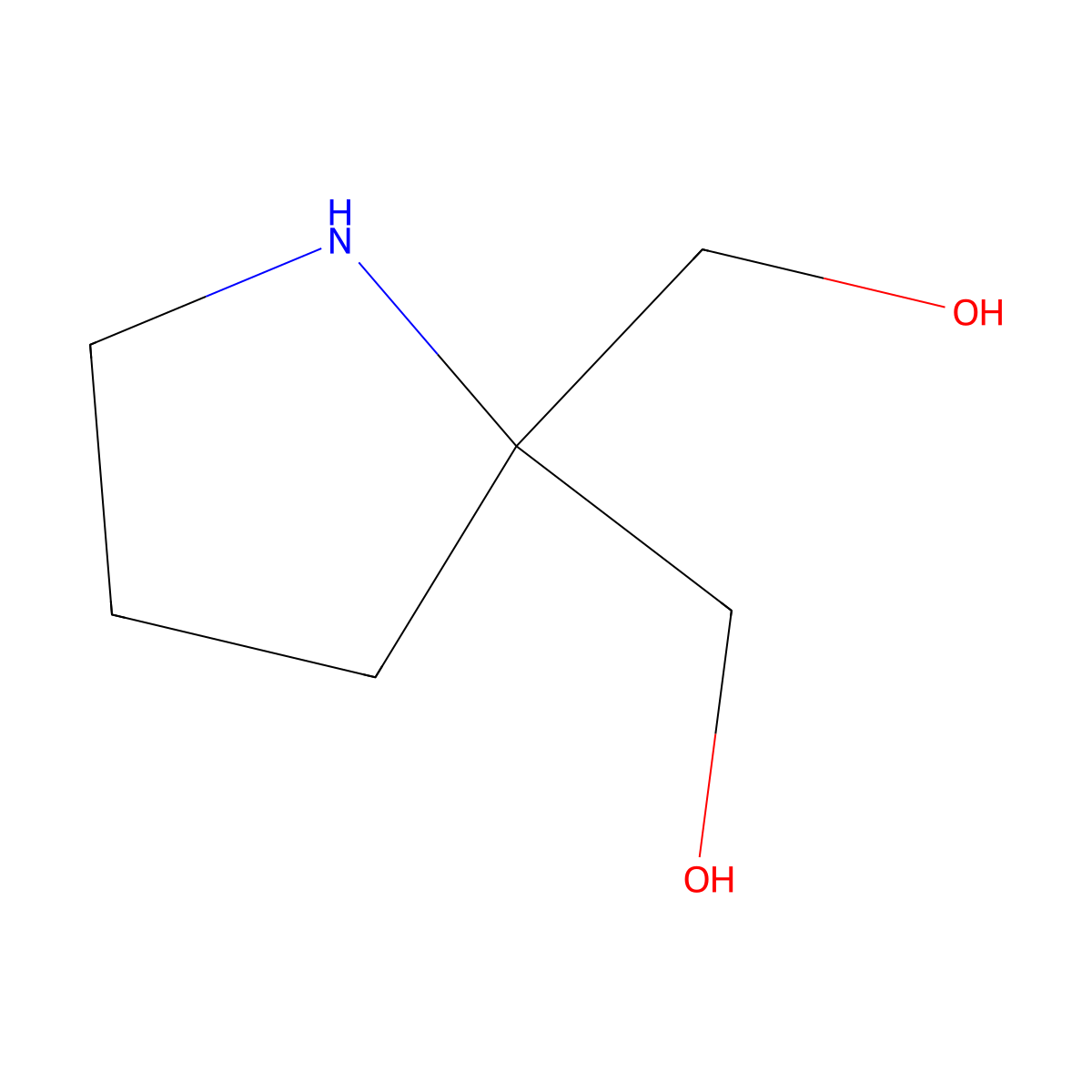 (2-(Hydroxymethyl)pyrrolidin-2-yl)methanol molecular structure, CAS 24675-65-8