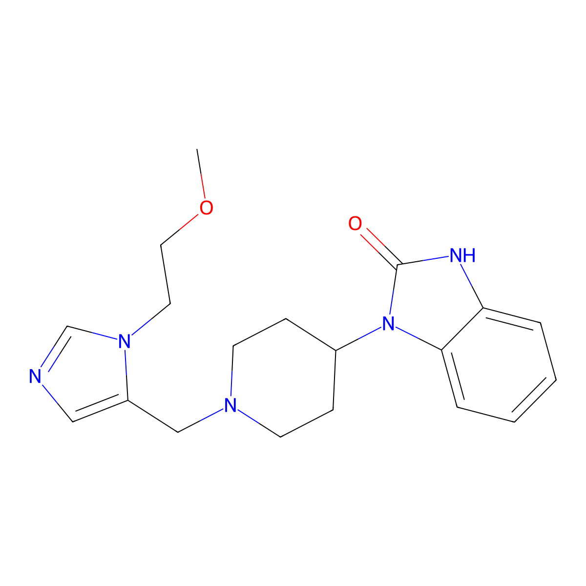 1-(1-{[1-(2-methoxyethyl)-1H-imidazol-5-yl]methyl}piperidin-4-yl)-1,3-dihydro-2H-benzimidazol-2-one molecular structure, CAS 2467585-76-6