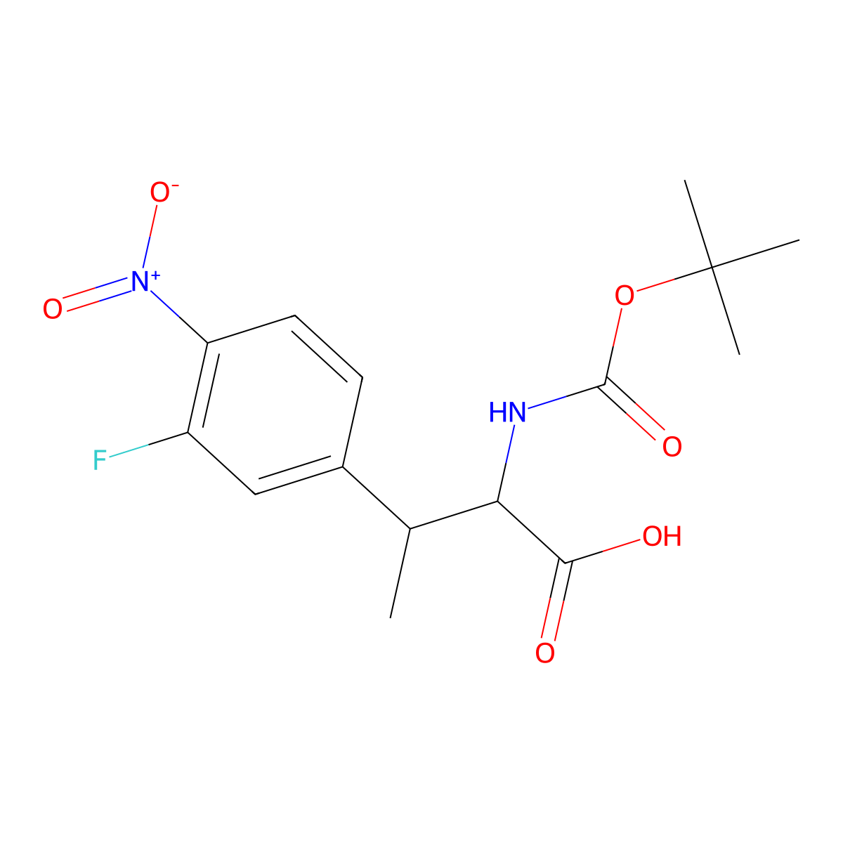 (2R,3S)-2-((tert-Butoxycarbonyl)amino)-3-(3-fluoro-4-nitrophenyl)butanoic acid molecular structure, CAS 2467738-84-5