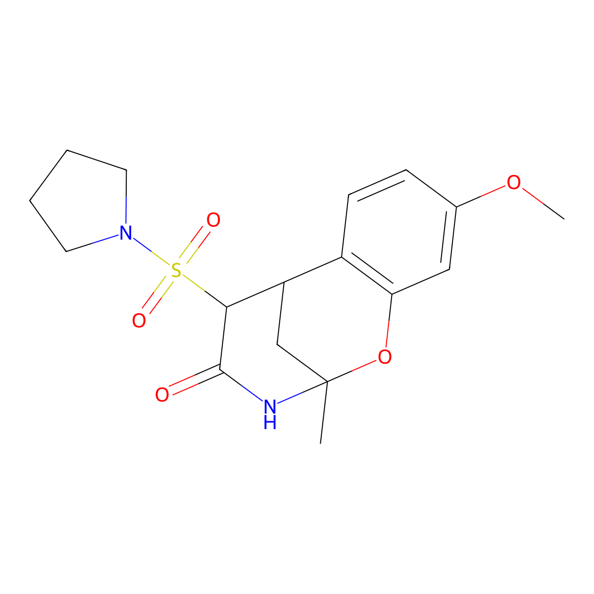 (1R,9R,12R)-5-methoxy-9-methyl-12-(pyrrolidine-1-sulfonyl)-8-oxa-10-azatricyclo[7.3.1.0^{2,7}]trideca-2,4,6-trien-11-one molecular structure, CAS 2467799-94-4