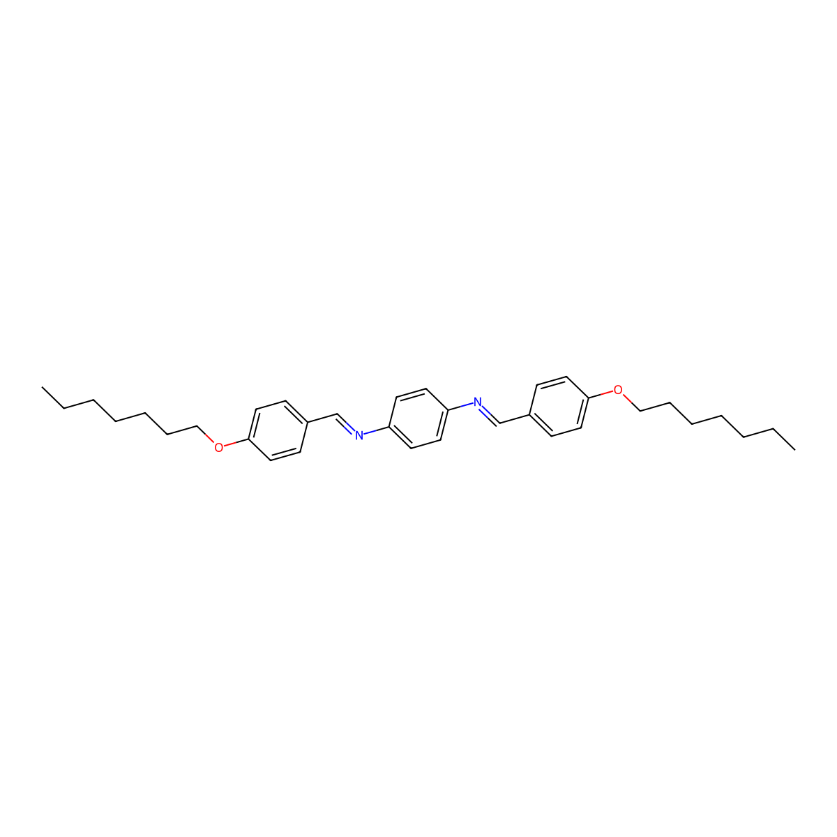 N,N'-Bis(4-heptyloxybenzylidene)-1,4-phenylenediamine molecular structure, CAS 24679-01-4