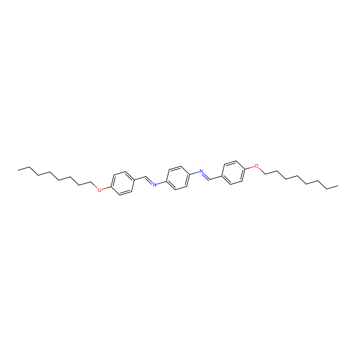 1,4-Benzenediamine, N1,N4-bis((4-(octyloxy)phenyl)methylene)- molecular structure, CAS 24679-02-5