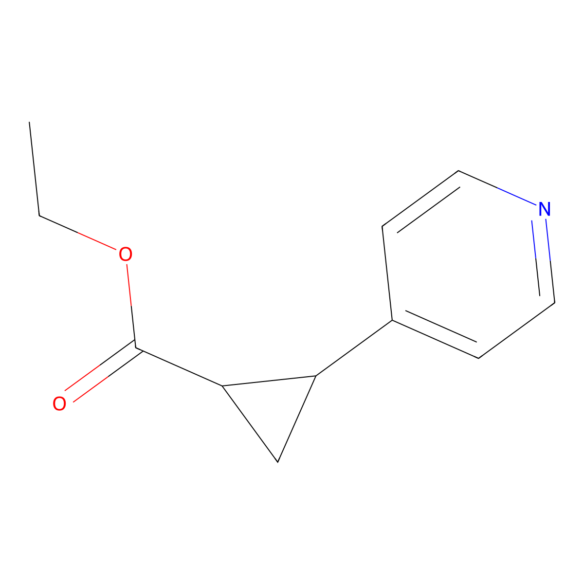 trans-ethyl (1S,2S)-2-pyridin-4-ylcyclopropane-1-carboxylate molecular structure, CAS 24679-43-4