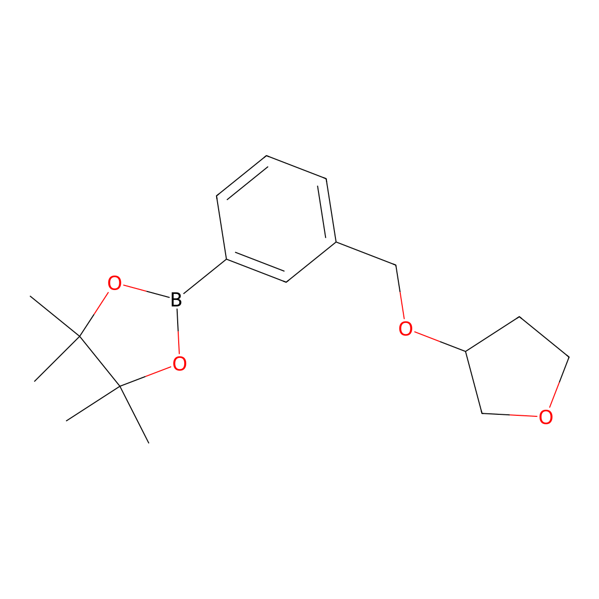 4,4,5,5-Tetramethyl-2-{3-[(oxolan-3-yloxy)methyl]phenyl}-1,3,2-dioxaborolane molecular structure, CAS 2468050-24-8