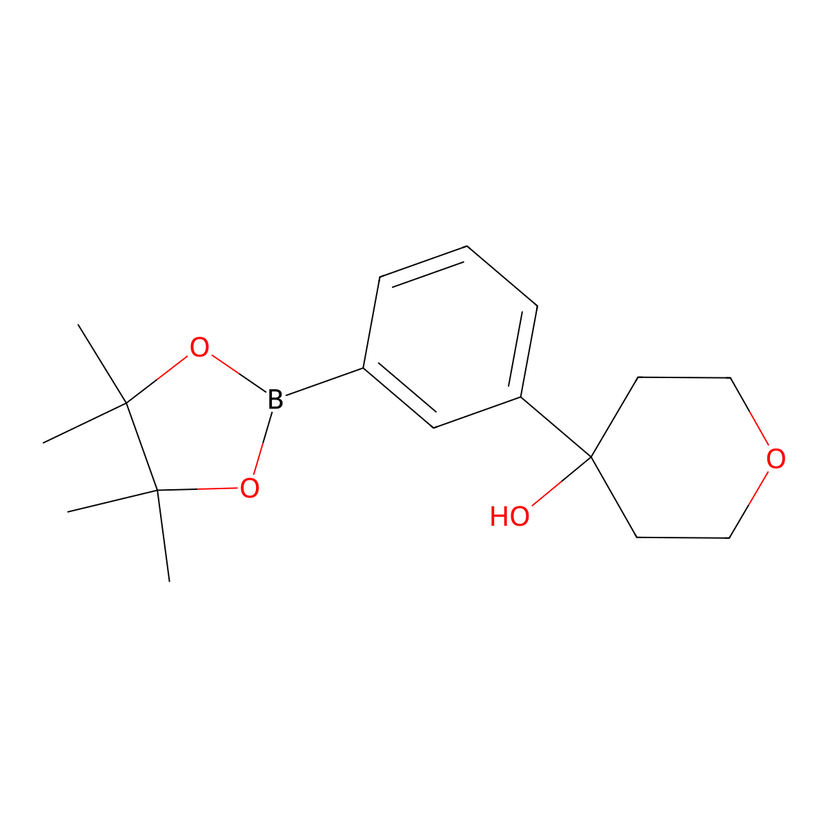 4-(3-(4,4,5,5-Tetramethyl-1,3,2-dioxaborolan-2-yl)phenyl)oxan-4-ol molecular structure, CAS 2468050-66-8